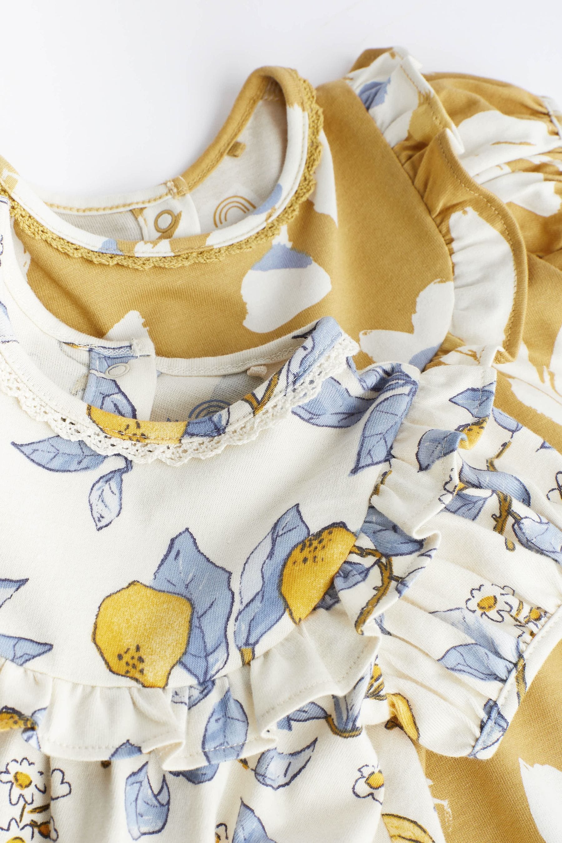 Blue/Yellow Print Baby Jersey Dress 2 Pack (0mths-3yrs)