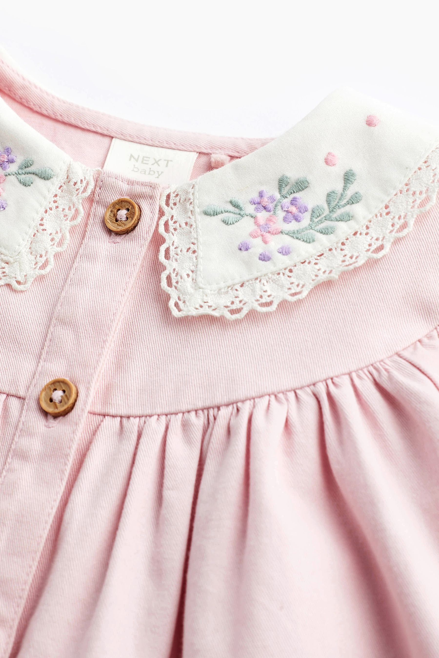 Pink 2 Piece Embroidered Baby Dress and Tights Set (0mths-2yrs)