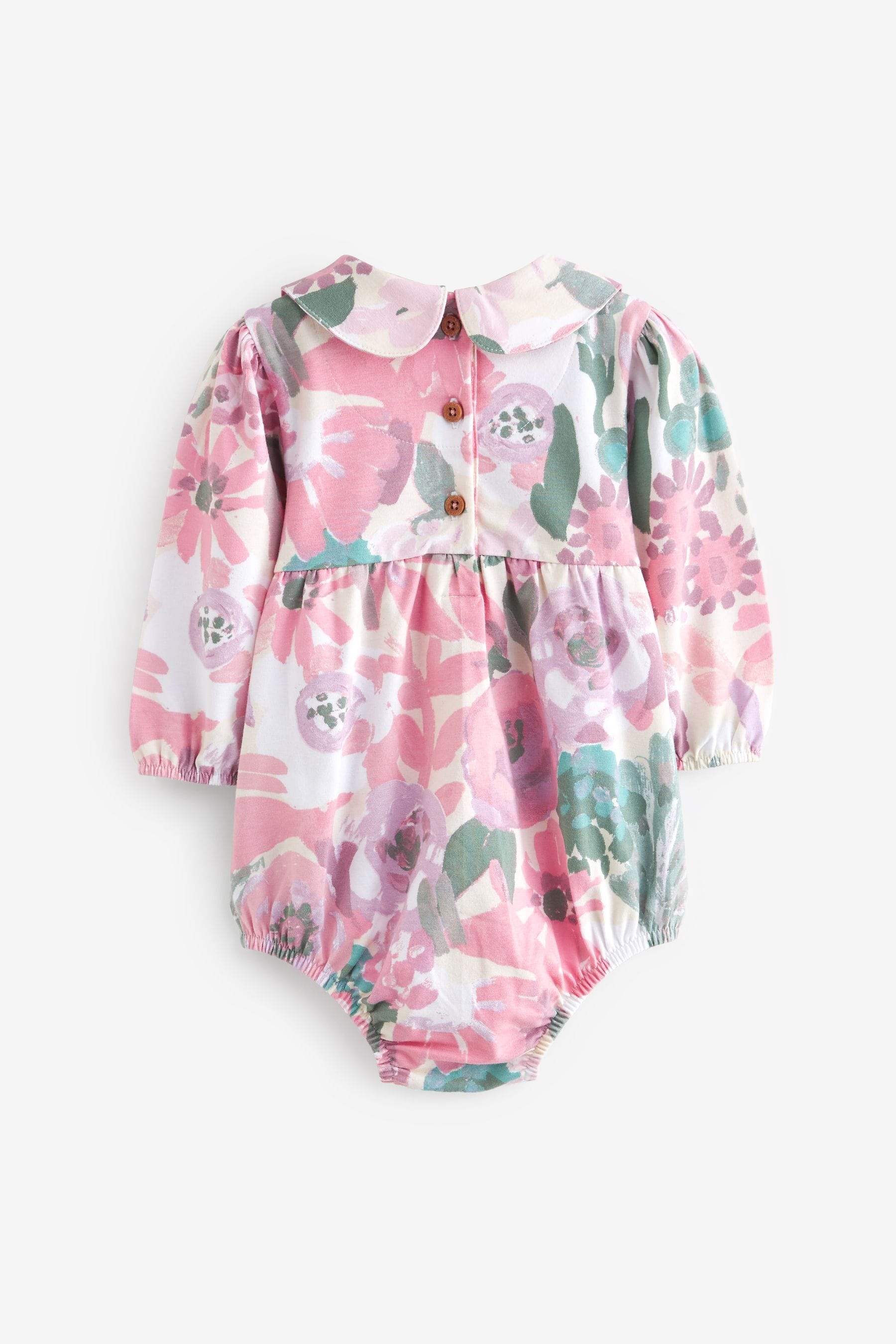 Pink Floral Jersey Baby Bloomer Rompers 2 Pack (0mths-2yrs)