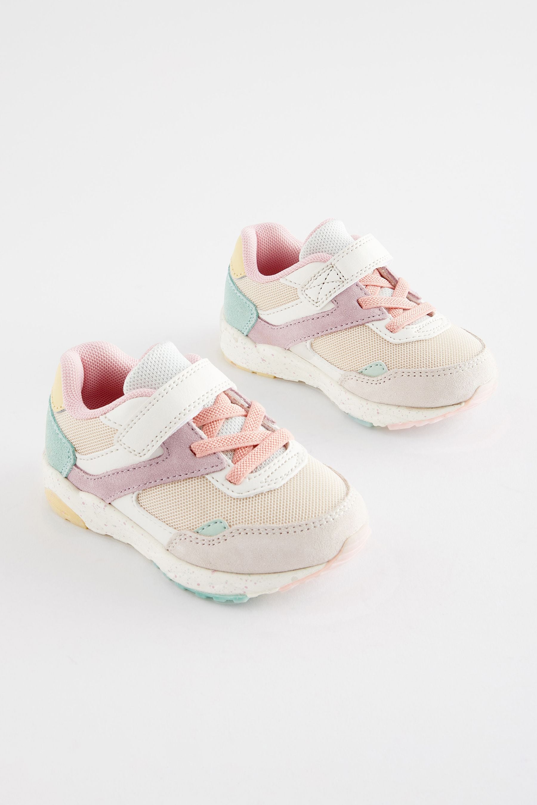 Multi Pastel Elastic Lace Chunky Trainers