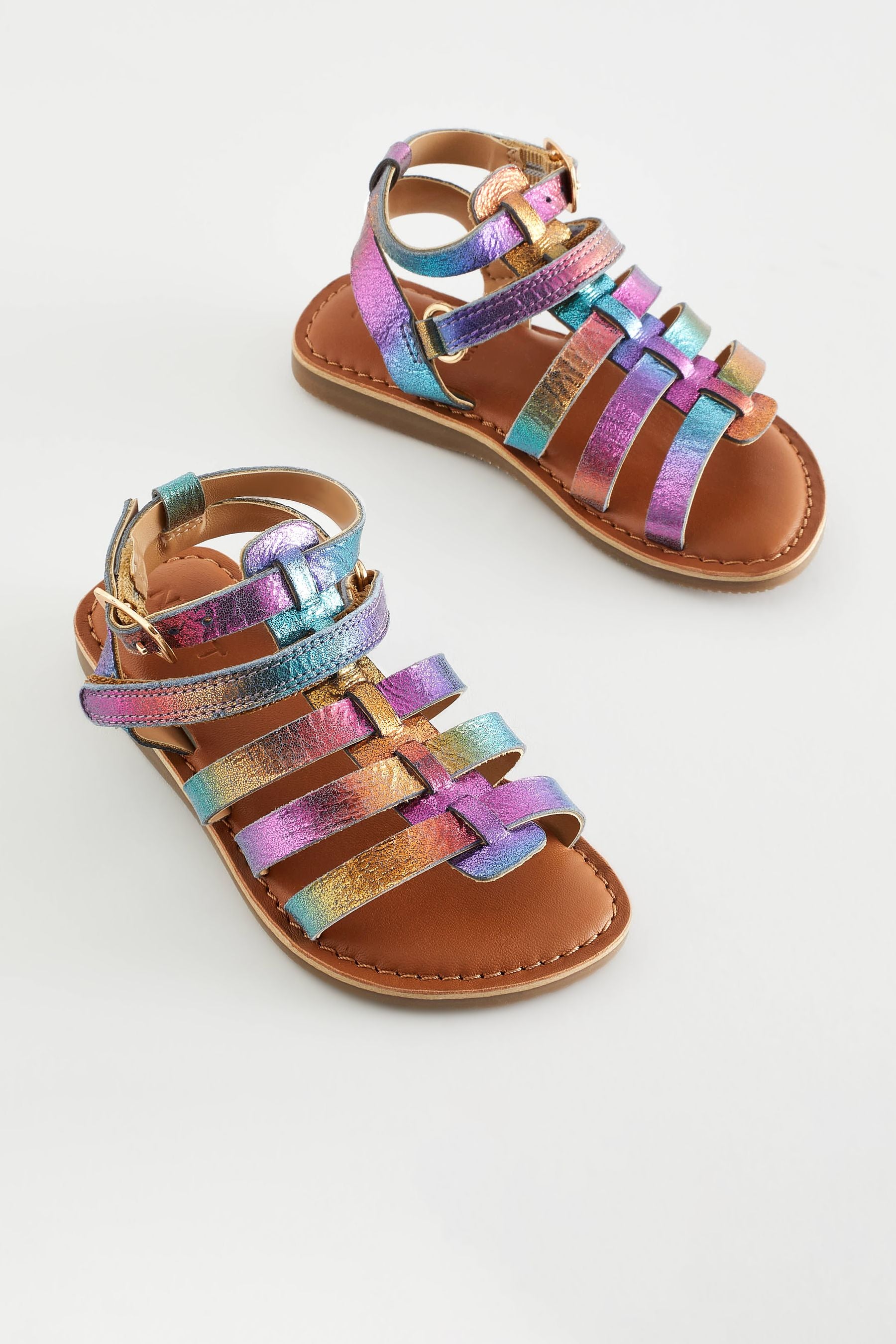 Rainbow Leather Gladiator Sandals