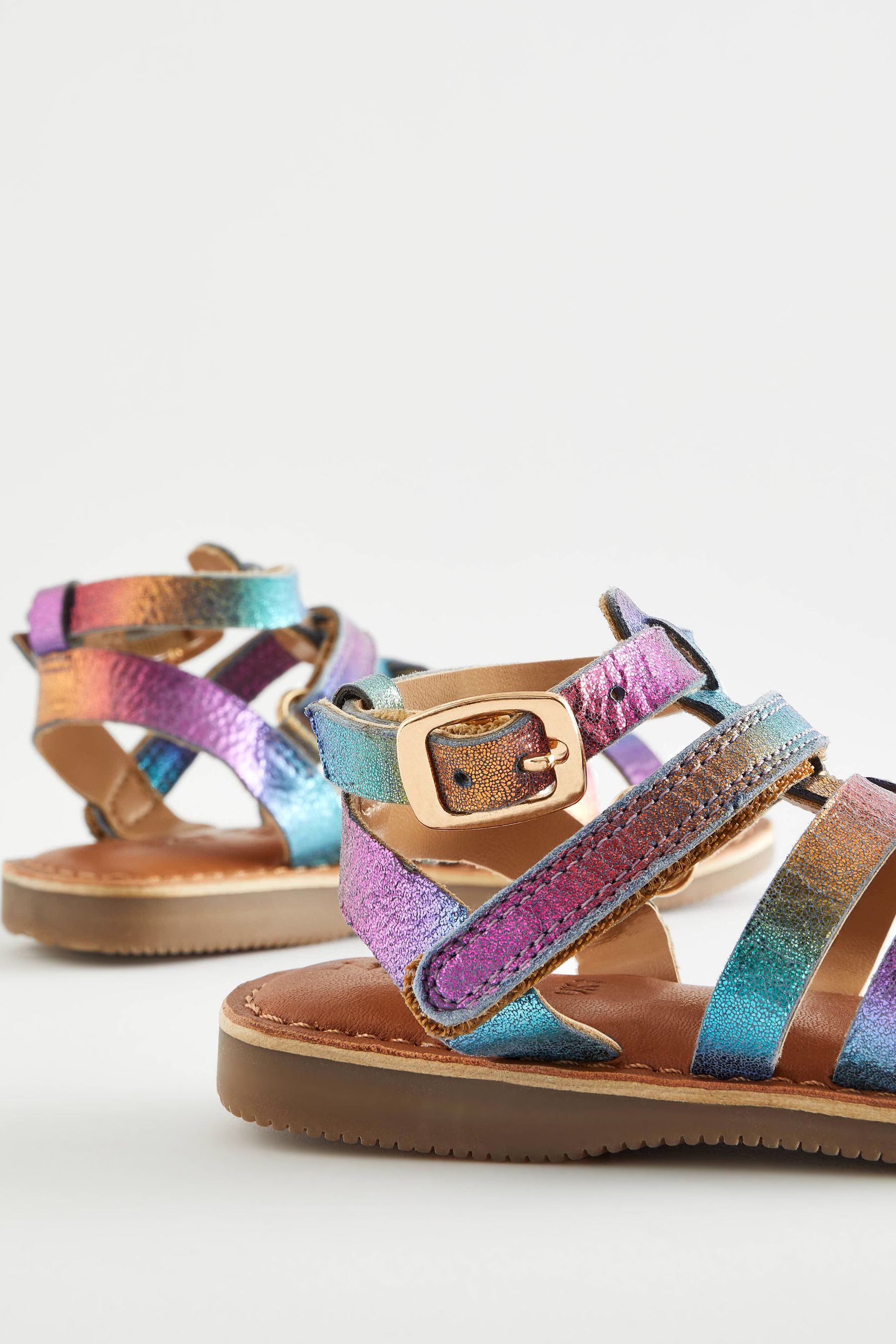 Rainbow Leather Gladiator Sandals