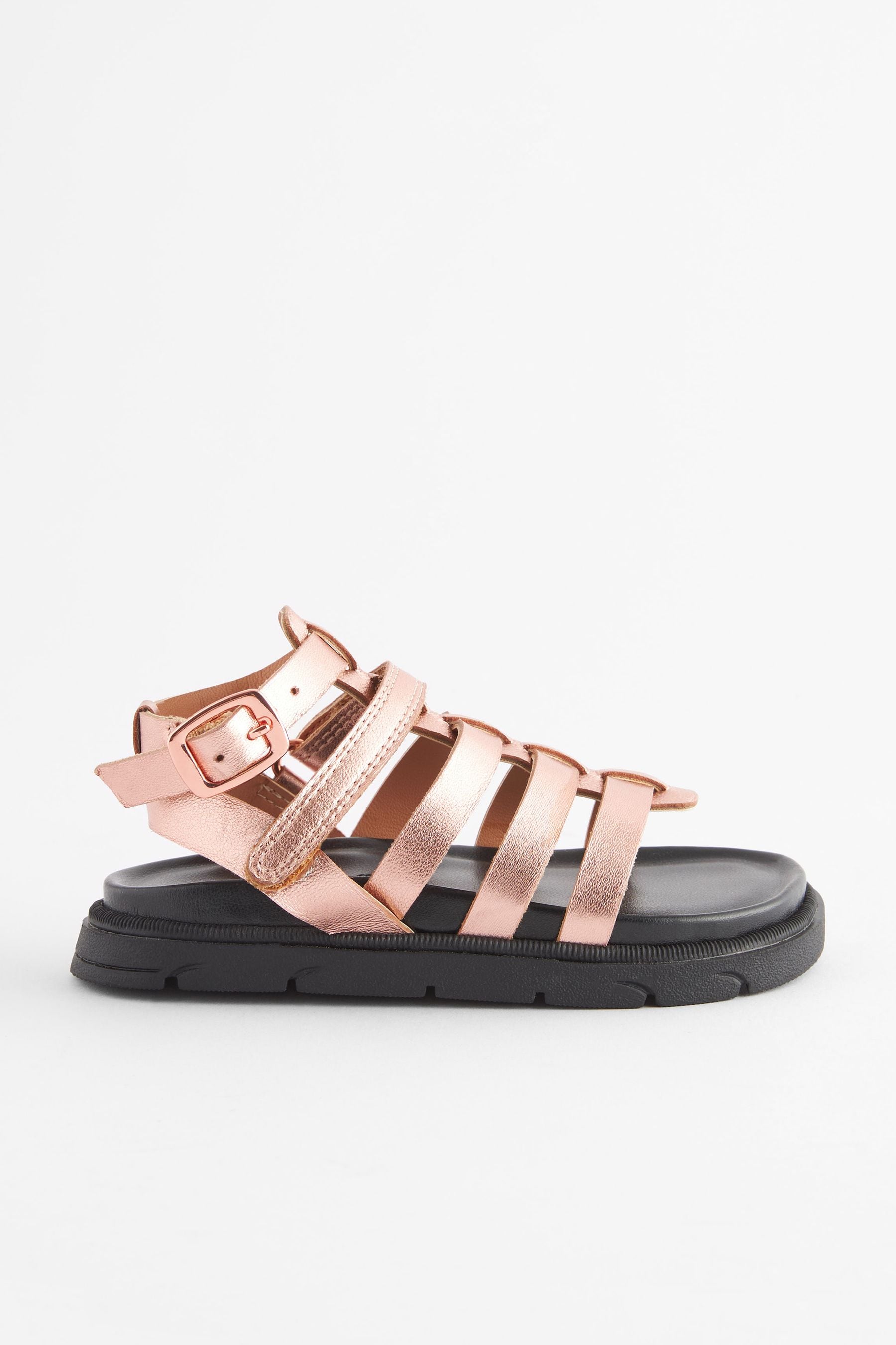 Rose Gold Leather Gladiator Sandals