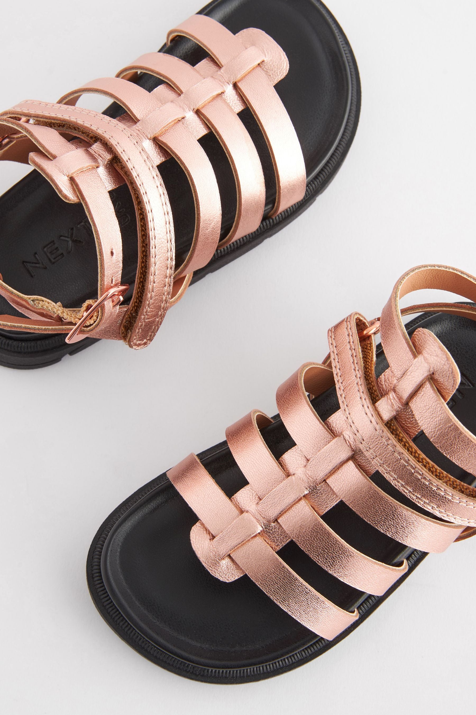 Rose Gold Leather Gladiator Sandals