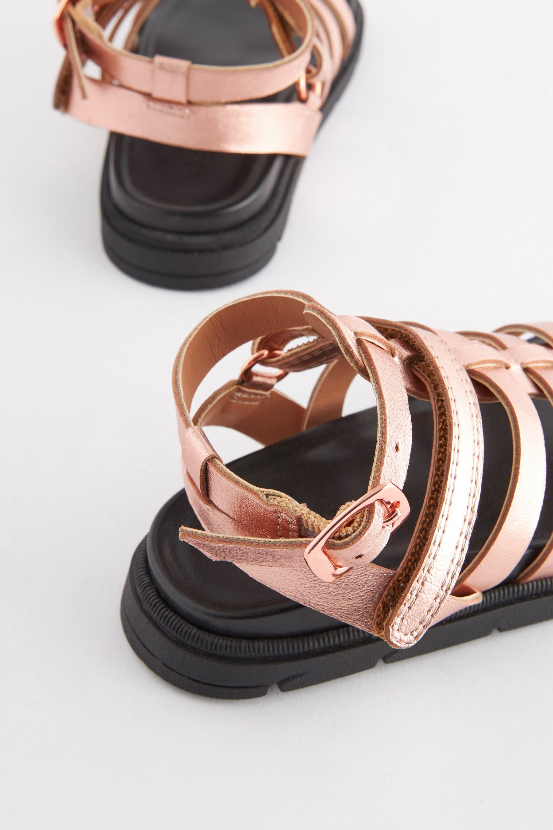 Rose Gold Leather Gladiator Sandals