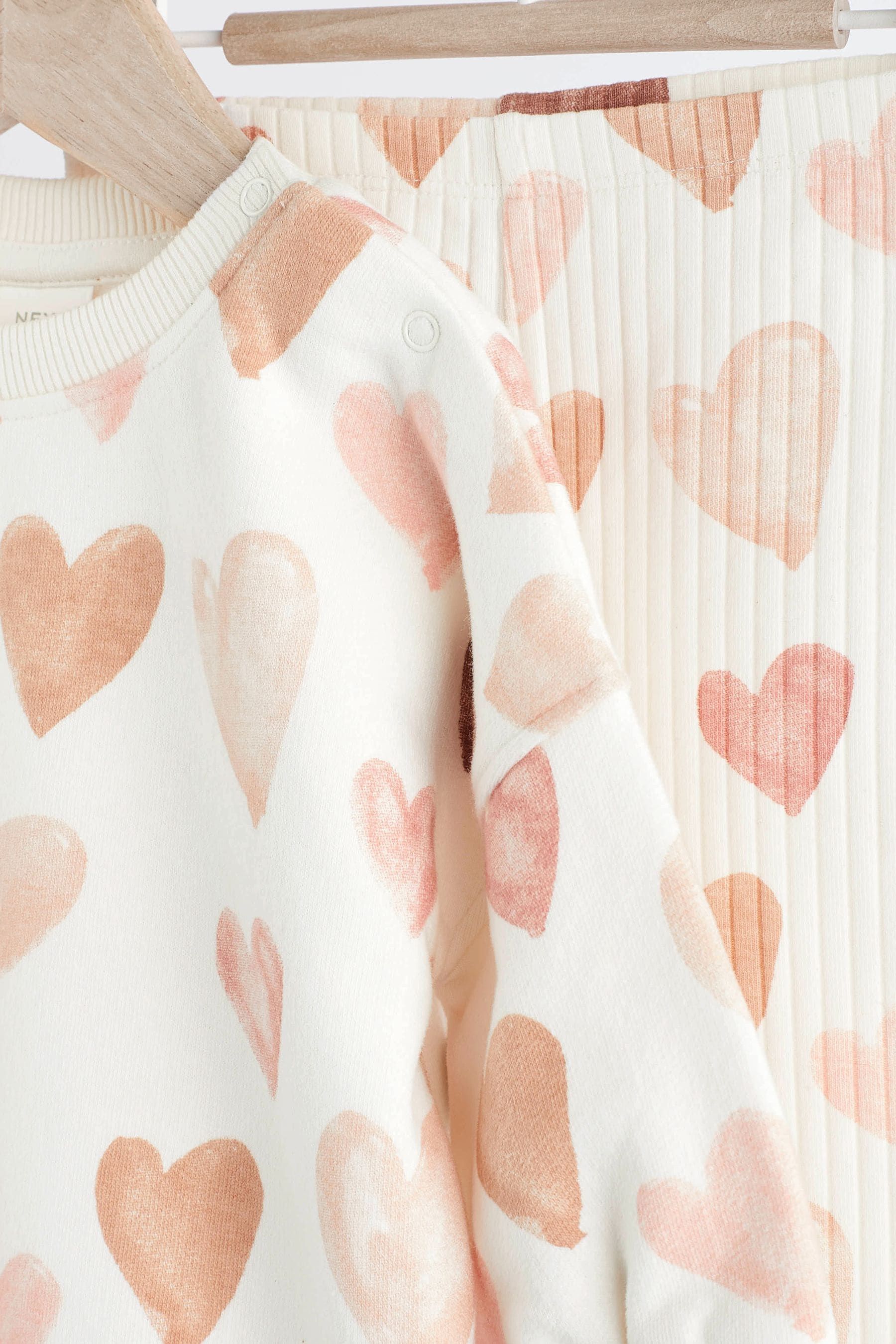 Pink/Cream Heart 2 Piece Baby Sweat & Leggings Set