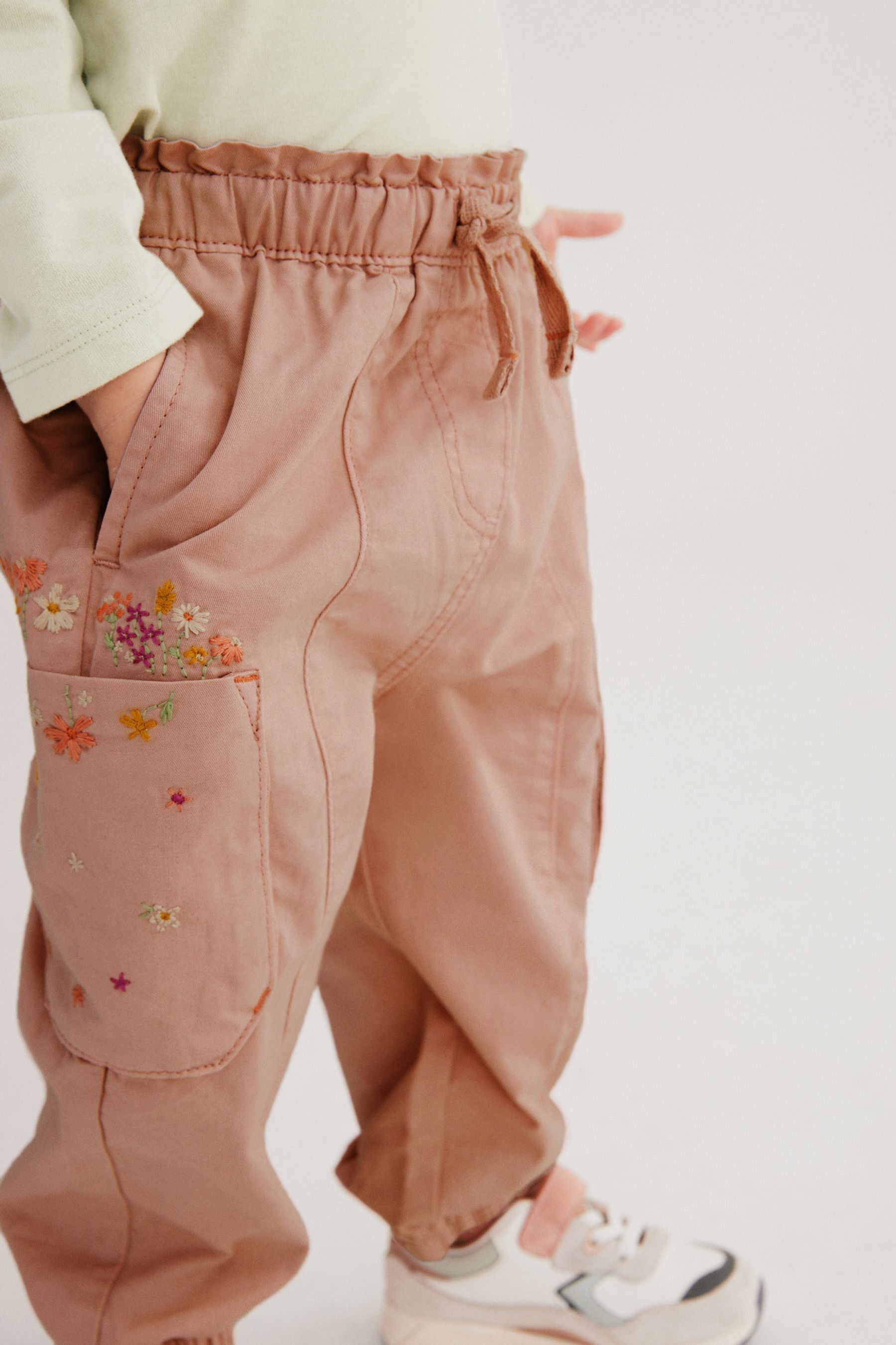 Pink Embroidered Cargo Trousers (3mths-7yrs)