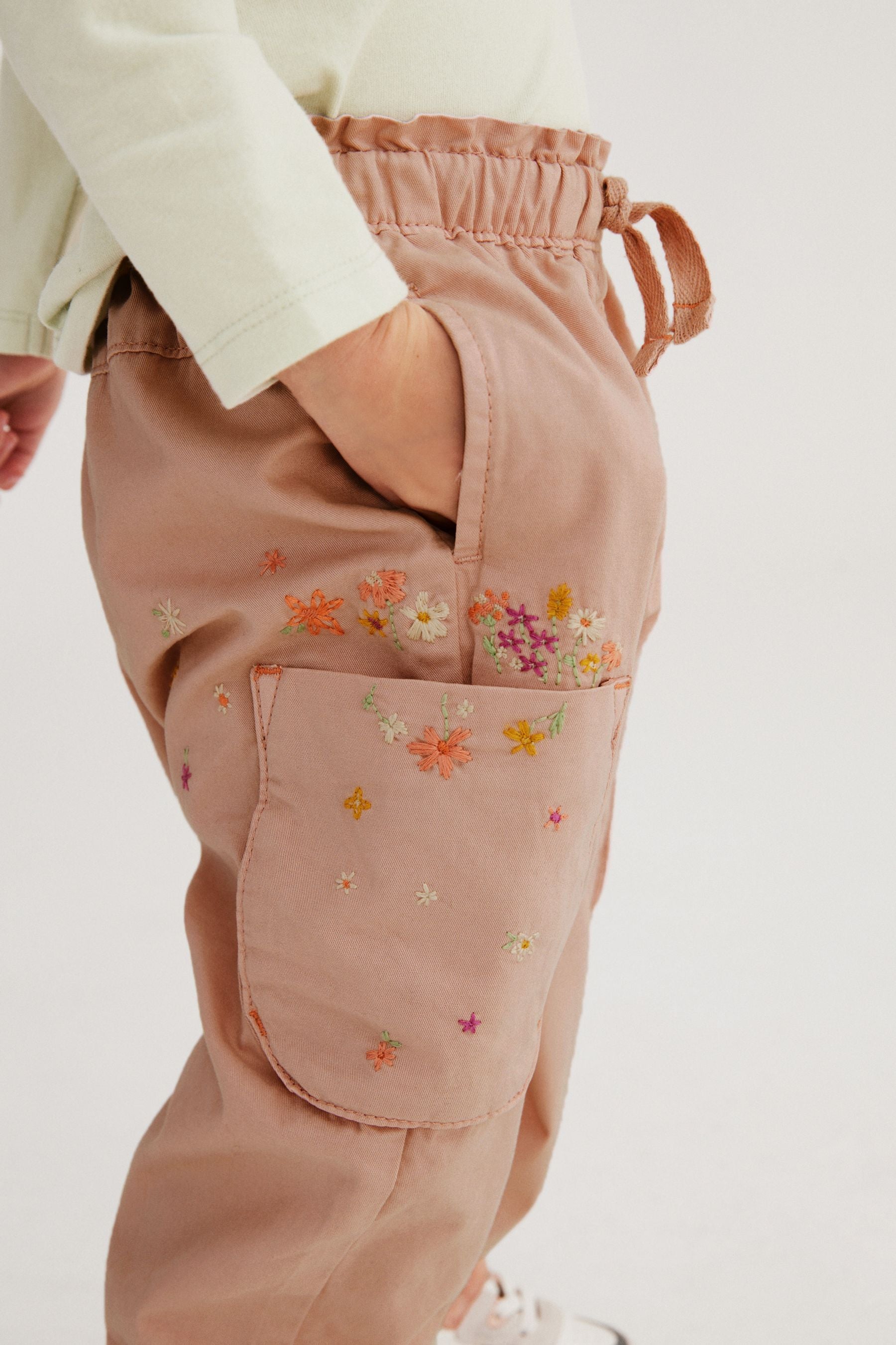 Pink Embroidered Cargo Trousers (3mths-7yrs)