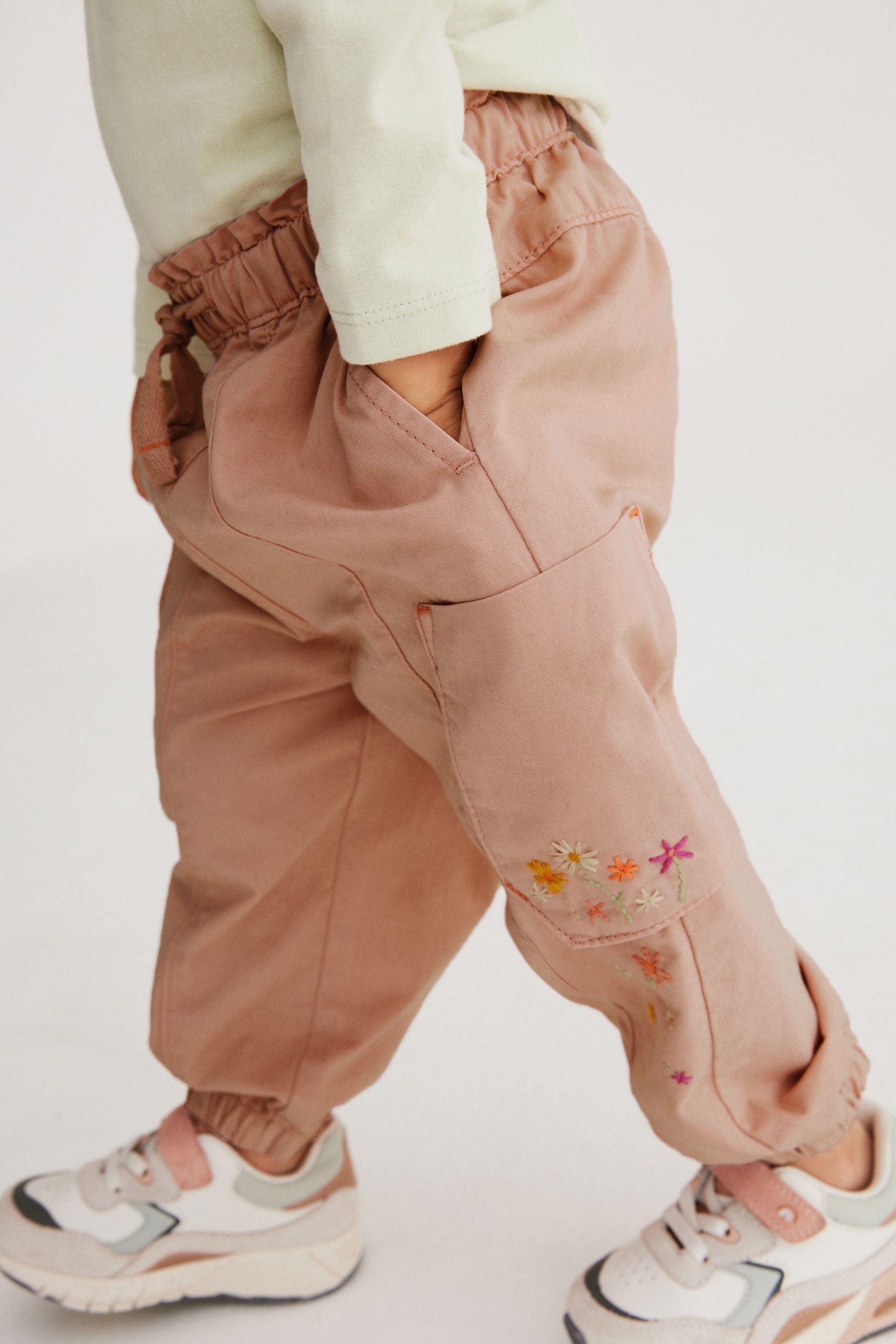 Pink Embroidered Cargo Trousers (3mths-7yrs)