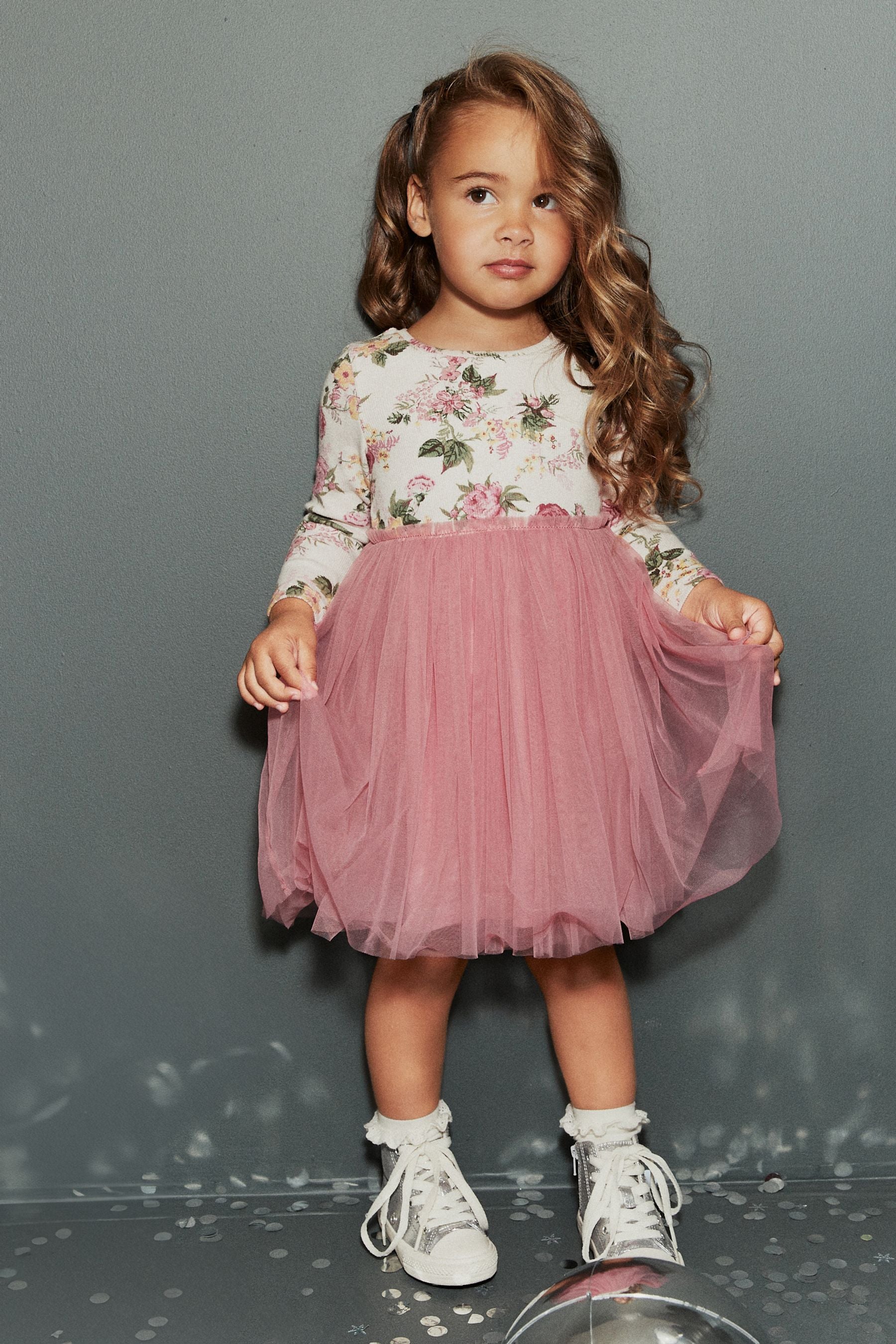 Pink Long Sleeve Printed Tutu Dress (3mths-7yrs)