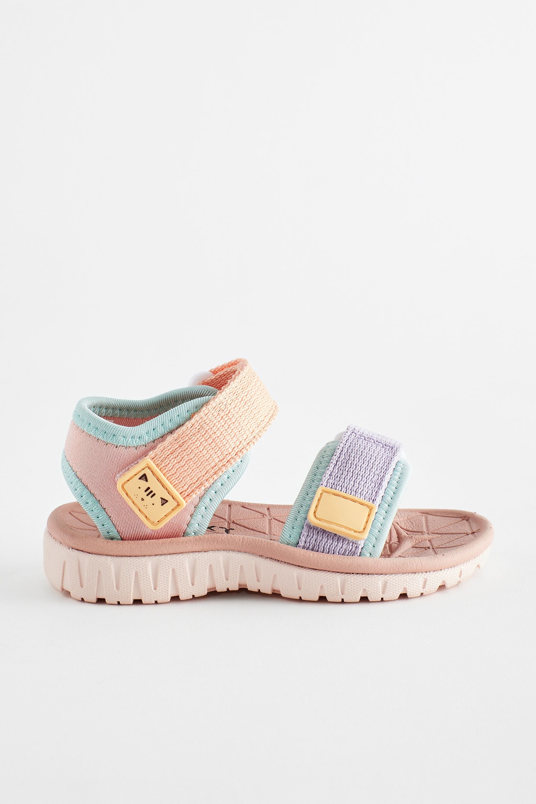 Multi Pastel Trekker Sandals With Touch Fastening