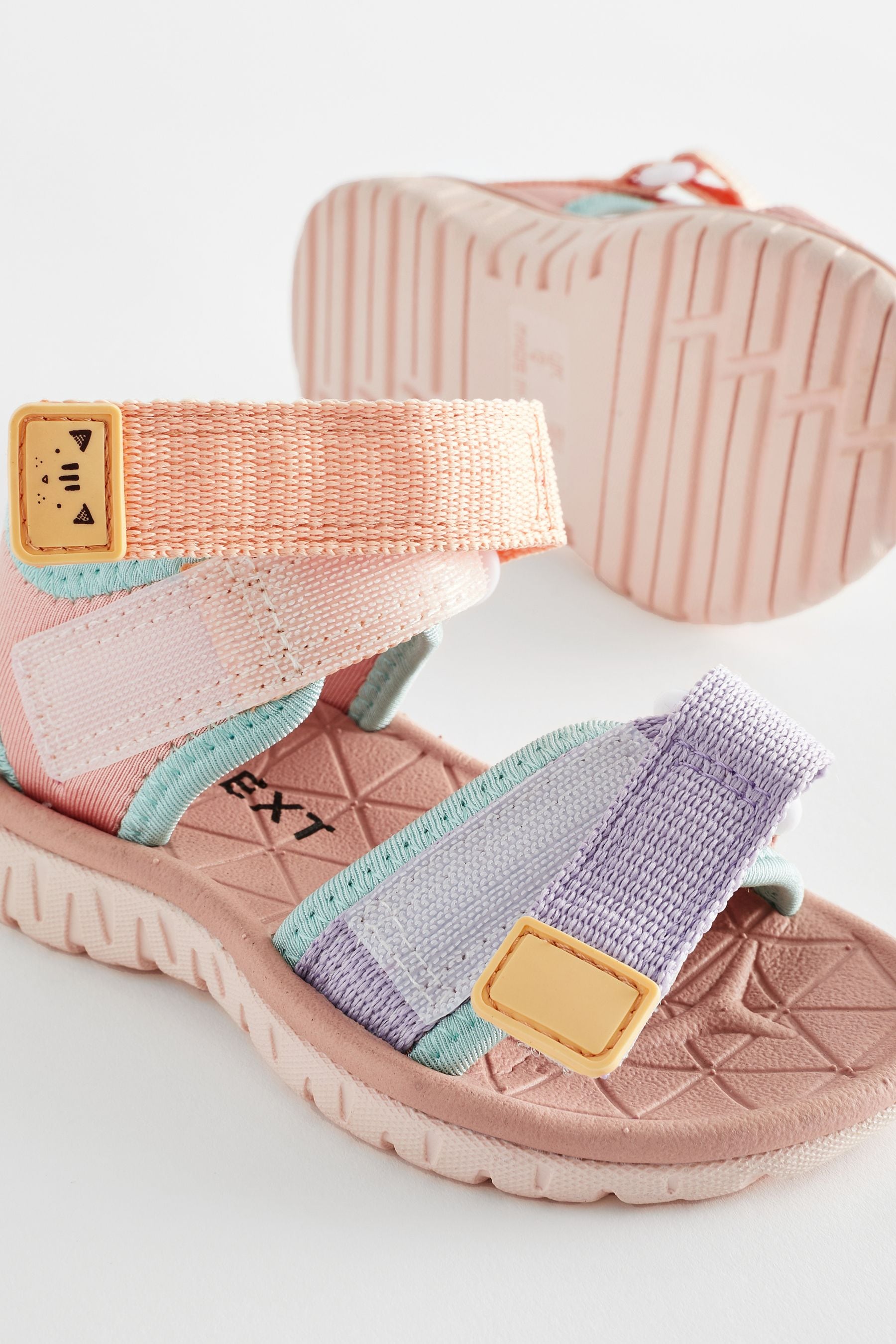 Multi Pastel Trekker Sandals With Touch Fastening