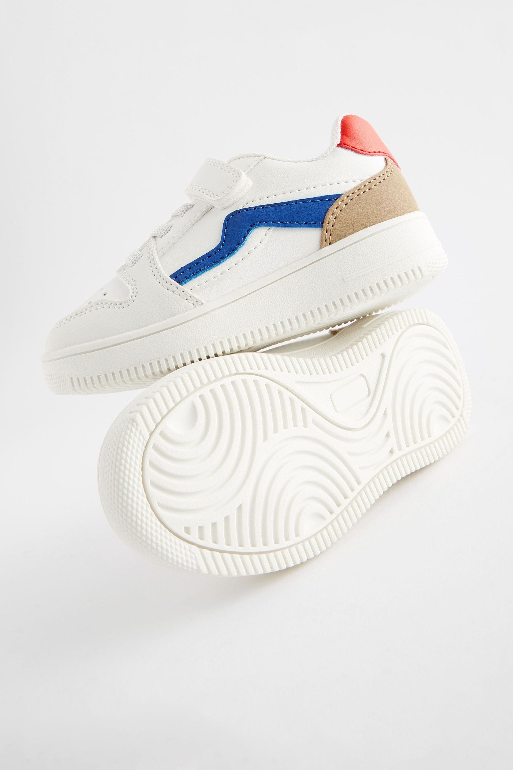 White/Blue/Red Touch Fastening Elastic Lace Trainers