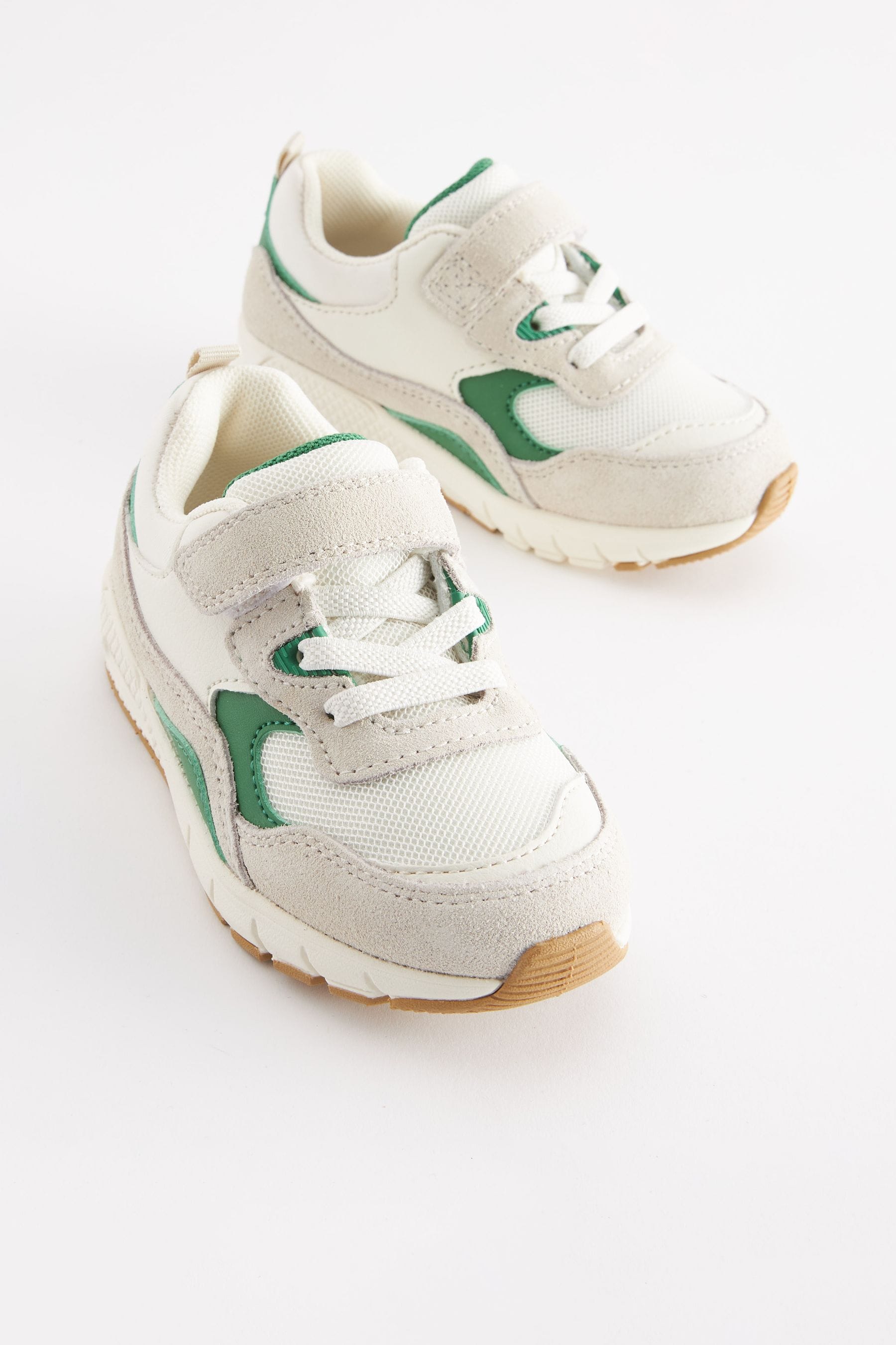 White/Green Elastic Lace Trainers