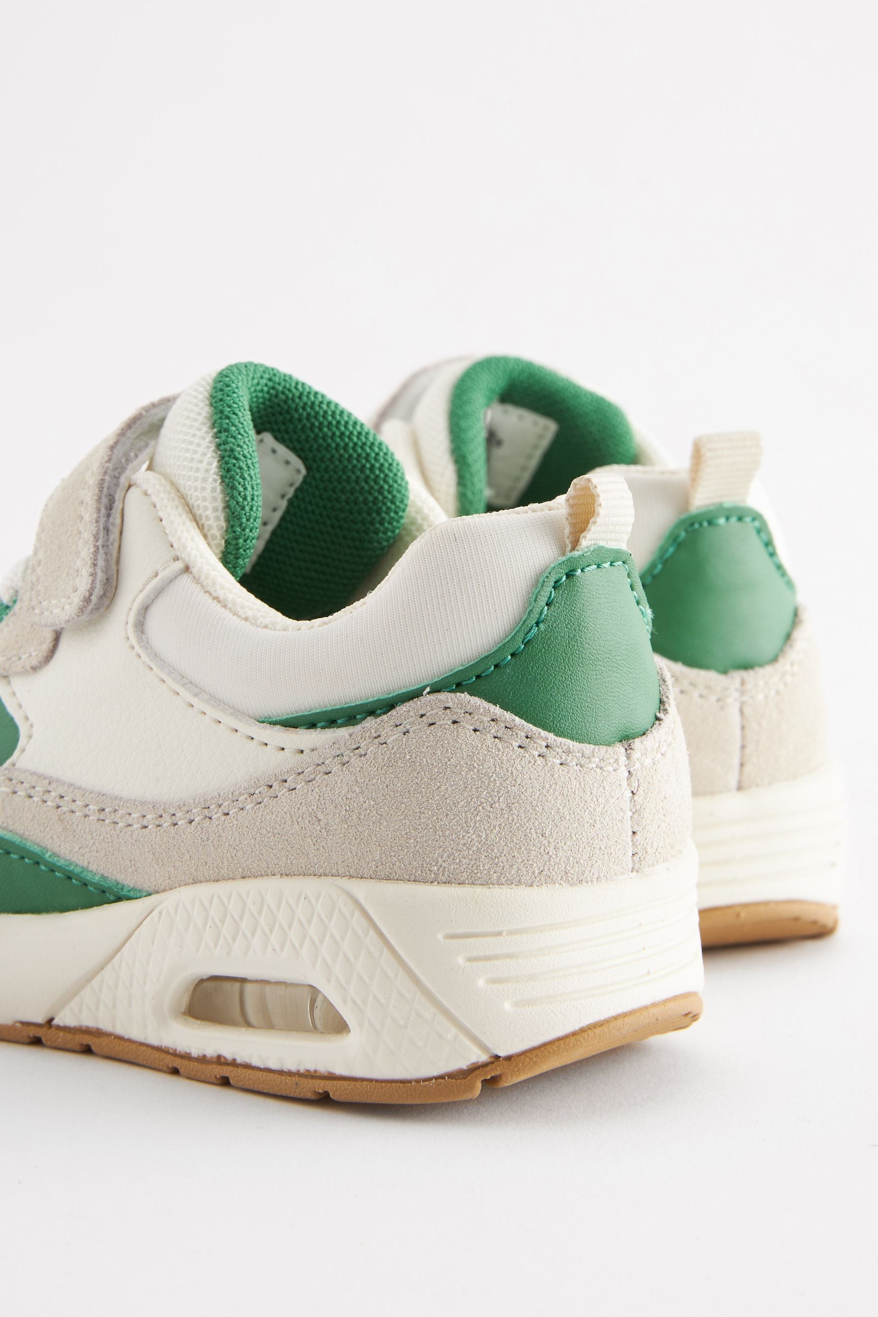 White/Green Elastic Lace Trainers