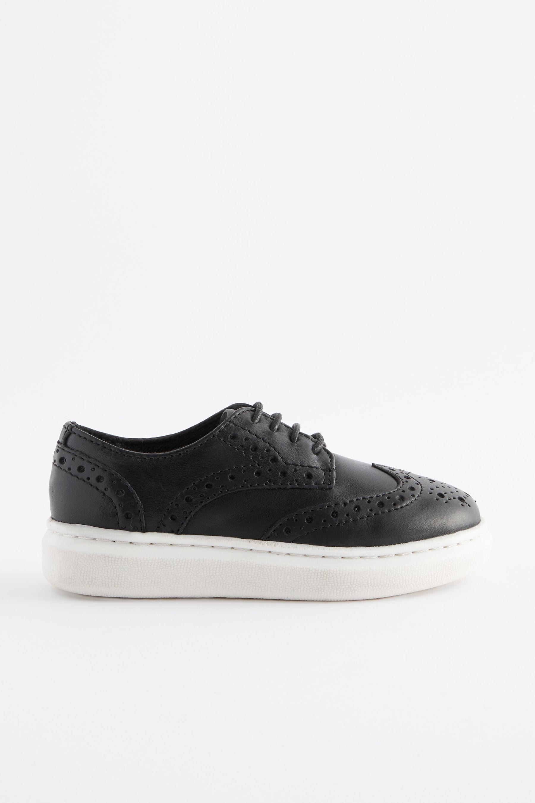 Black Brogue Smart Leather Lace-Up Shoes