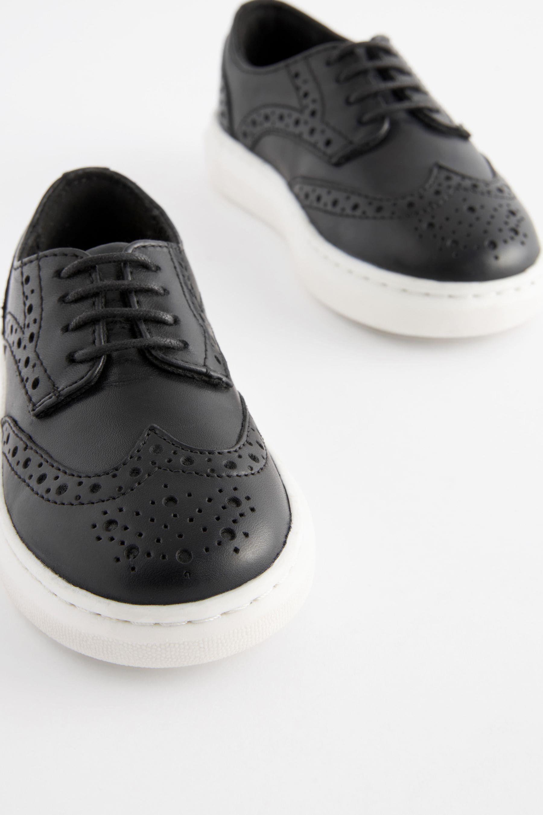 Black Brogue Smart Leather Lace-Up Shoes