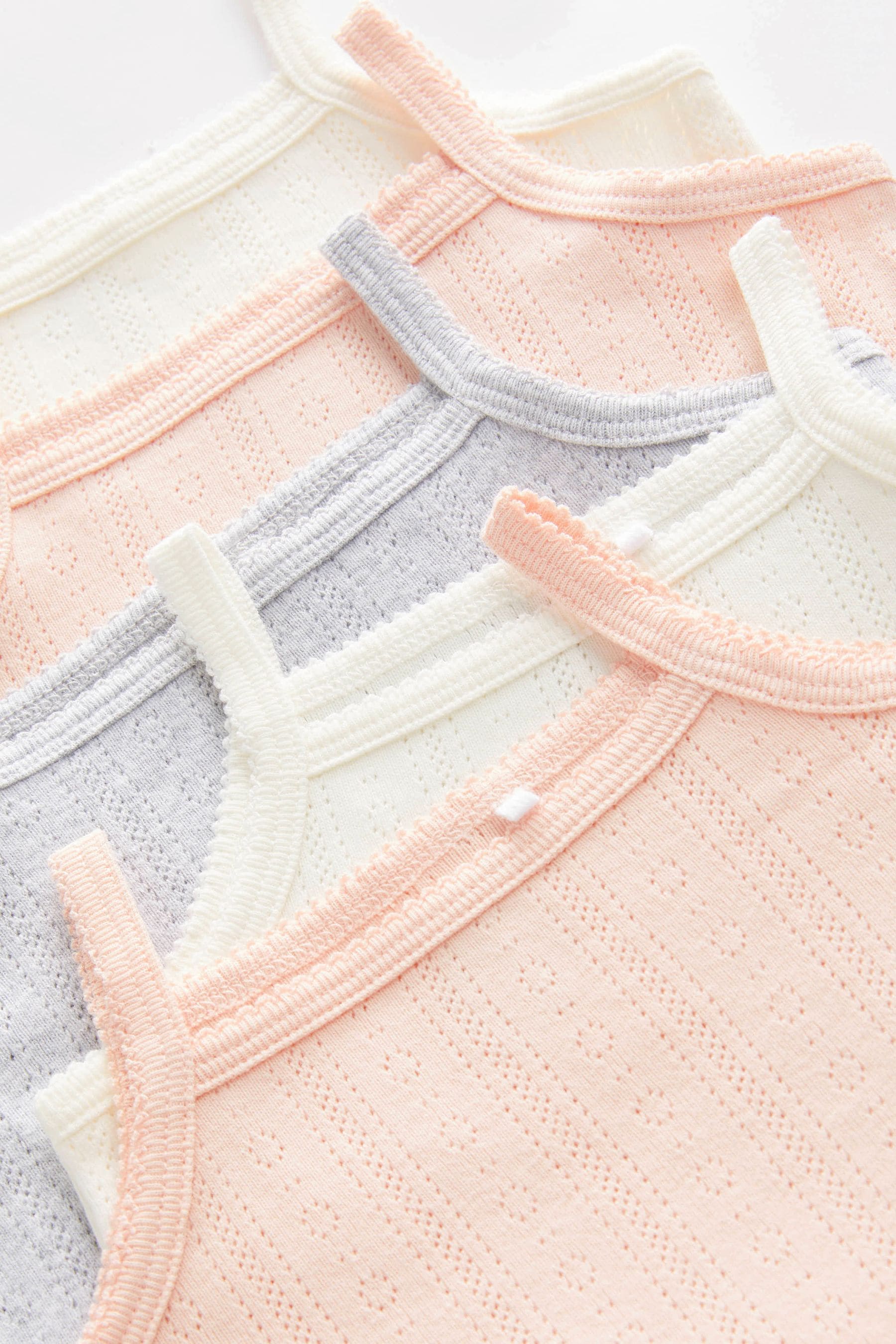 Light Pink Baby 5 Pack Strappy Vest Bodysuits