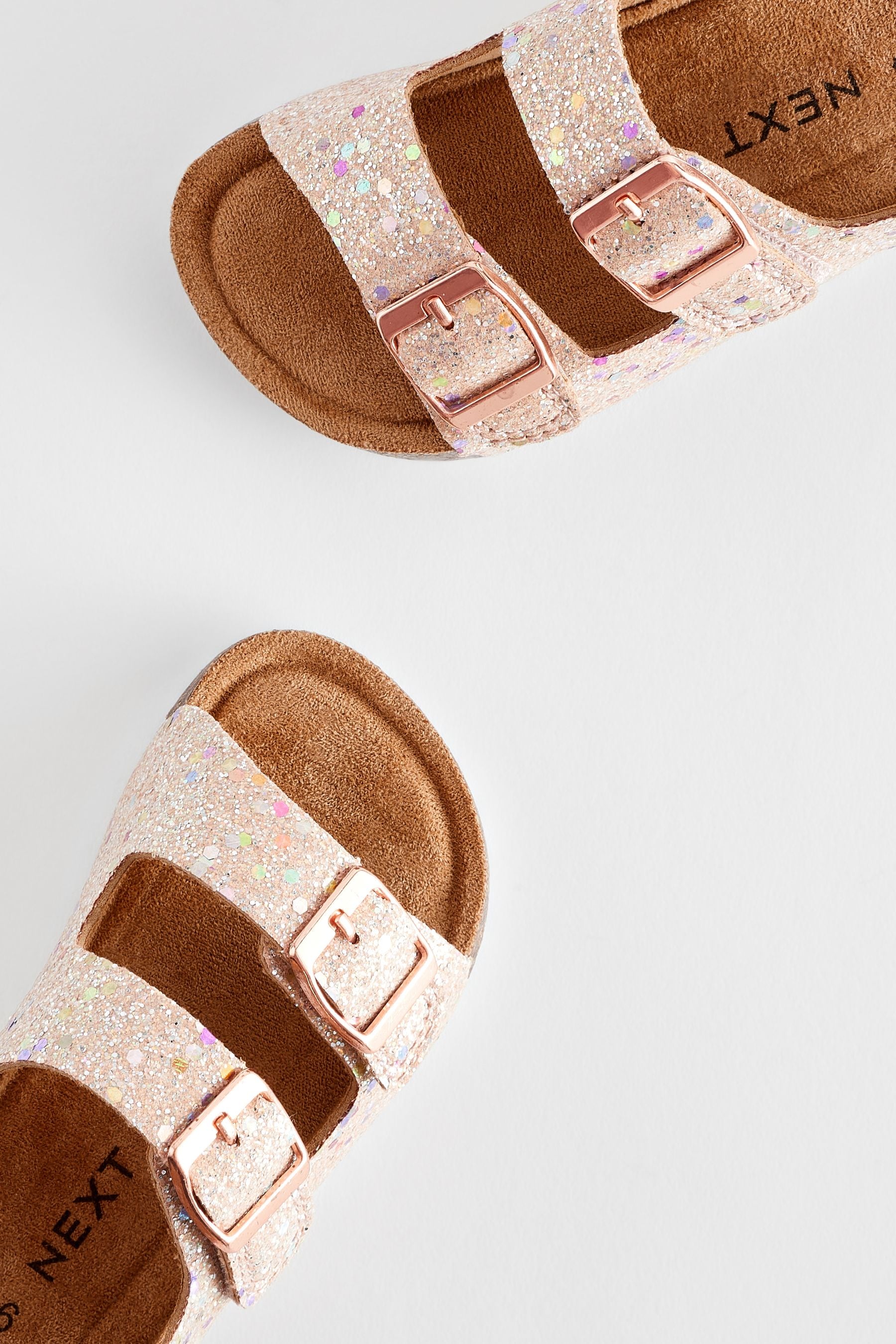 Pink Glitter Corkbed Two Strap Sandals