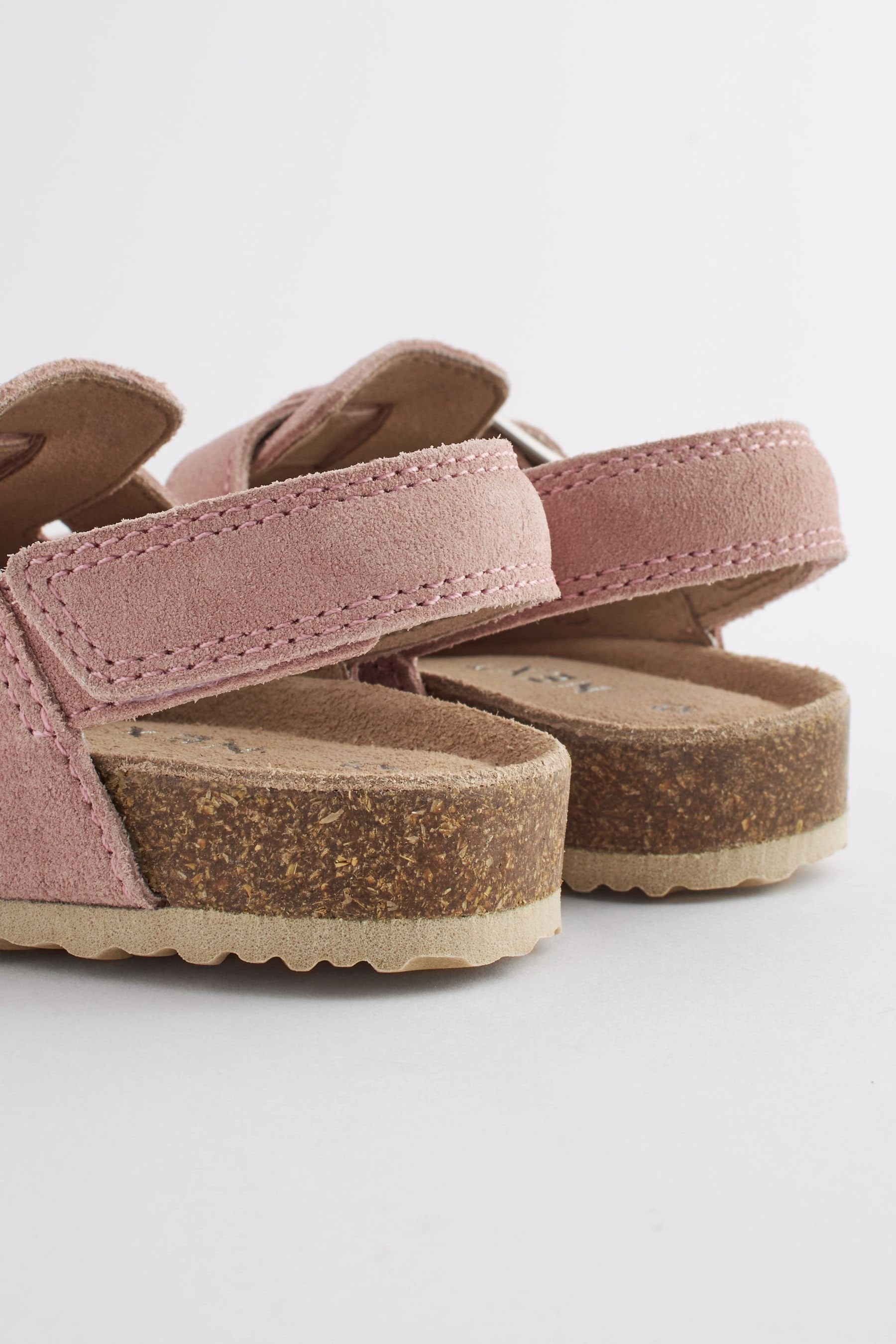 Pink Suede Leather Clogs with Touch Fastening