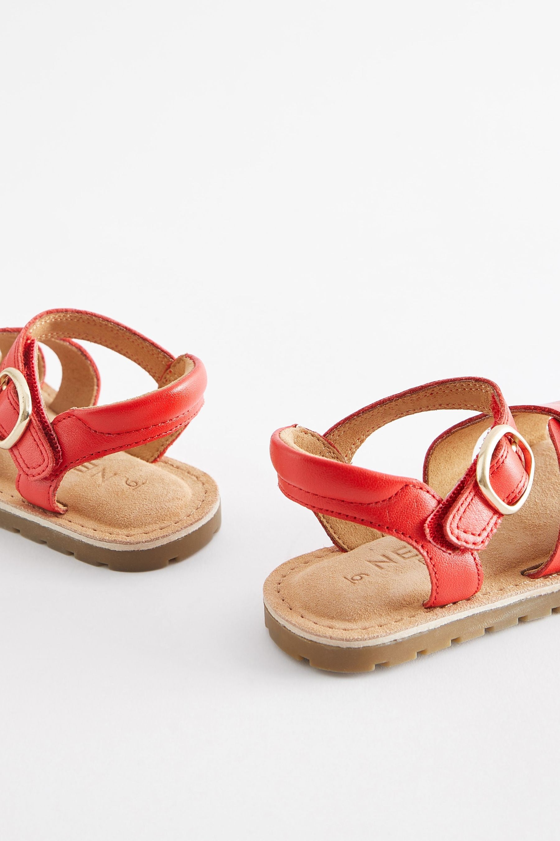 Red Leather Buckle Sandals