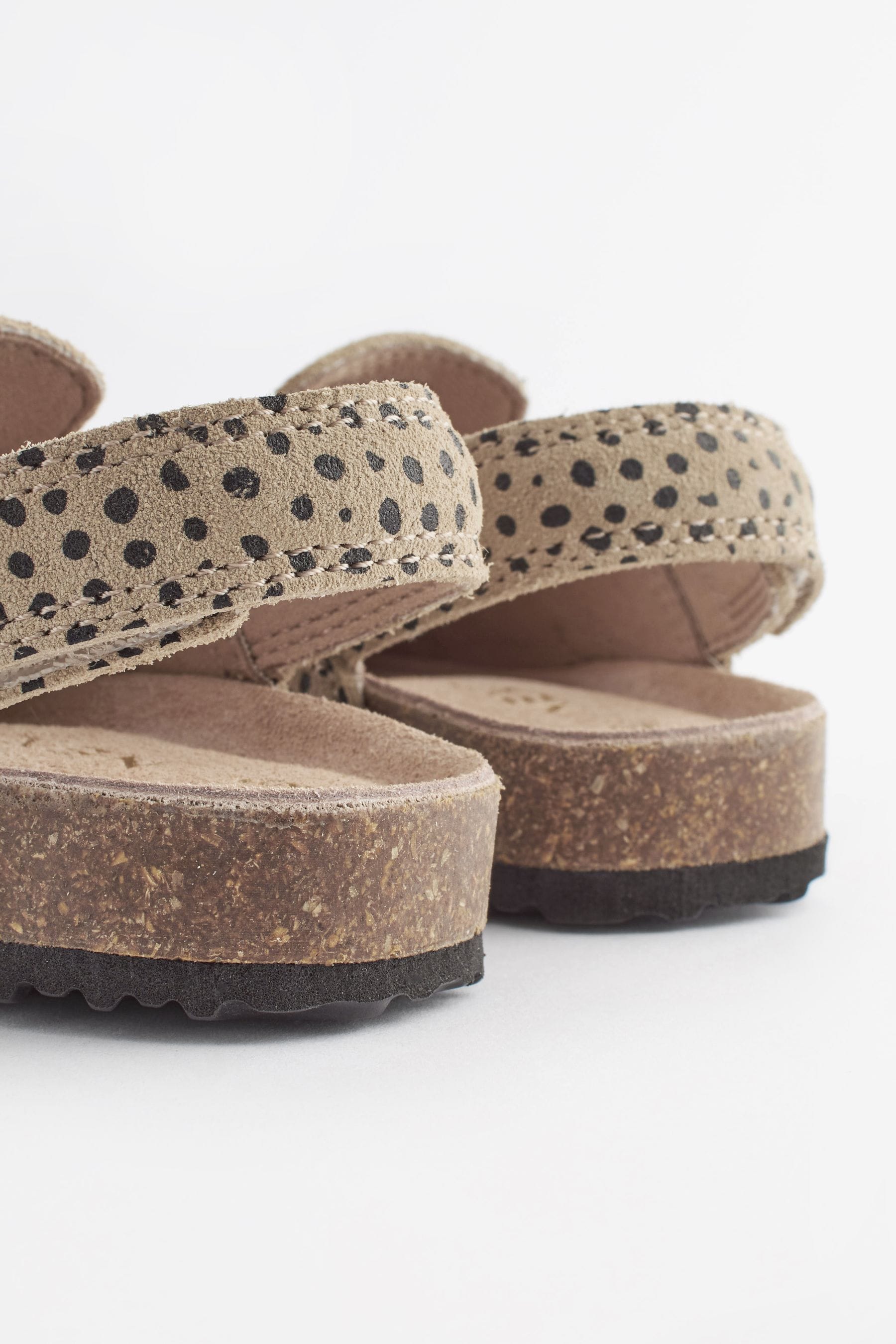 Brown Animal Suede Leather Clogs with Touch Fastening