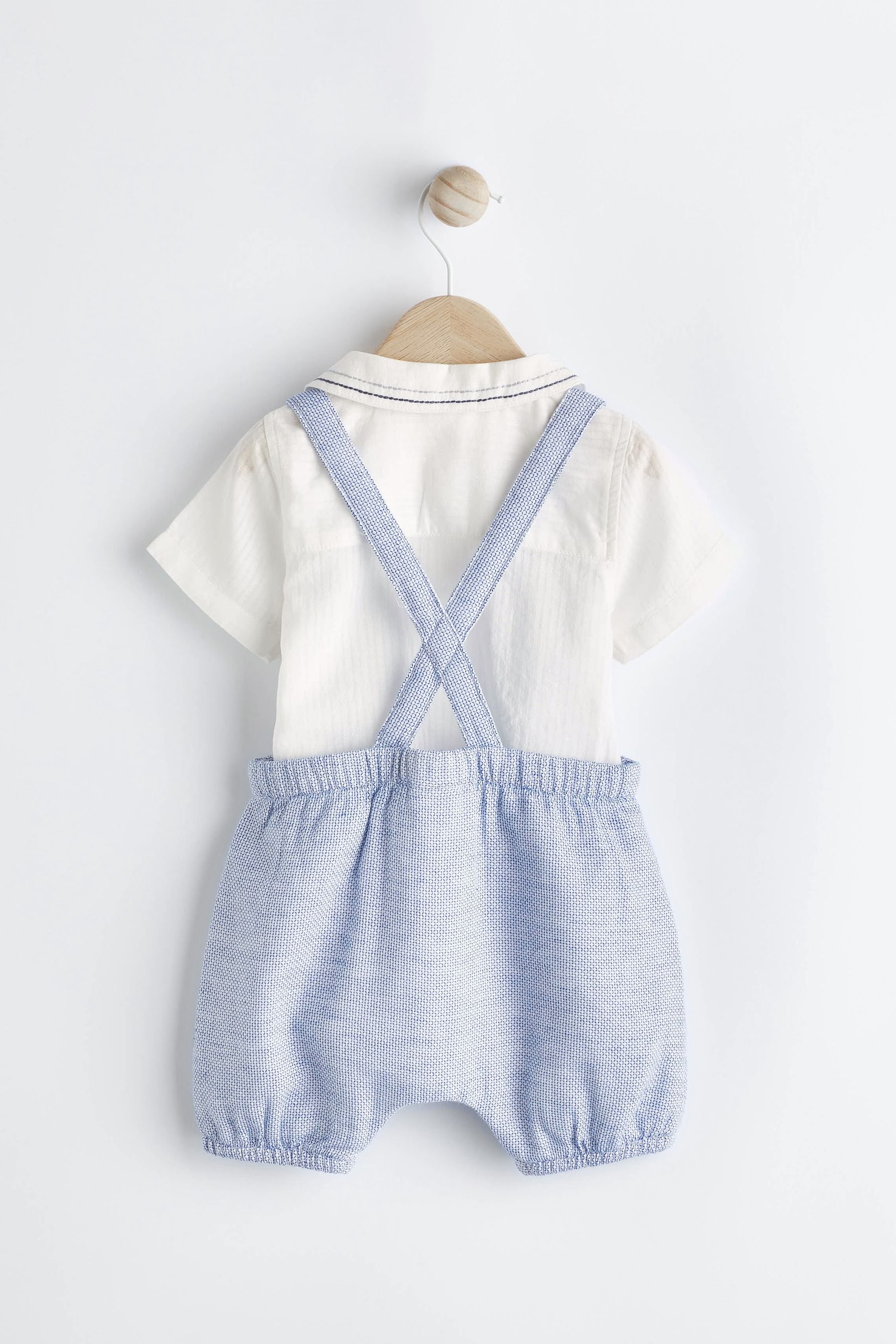 Pale Blue Smart Shirt, Shorts And Socks With Linen 3 Piece Set (0mths-2yrs)