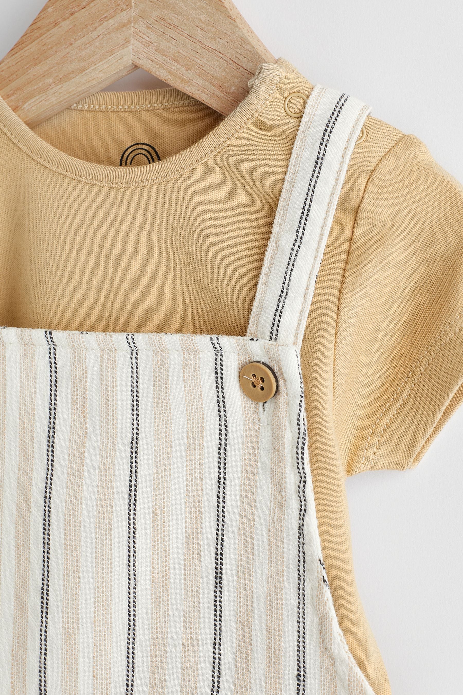 Neutral Dino Baby Woven Dungarees and Bodysuit Set (0mths-2yrs)