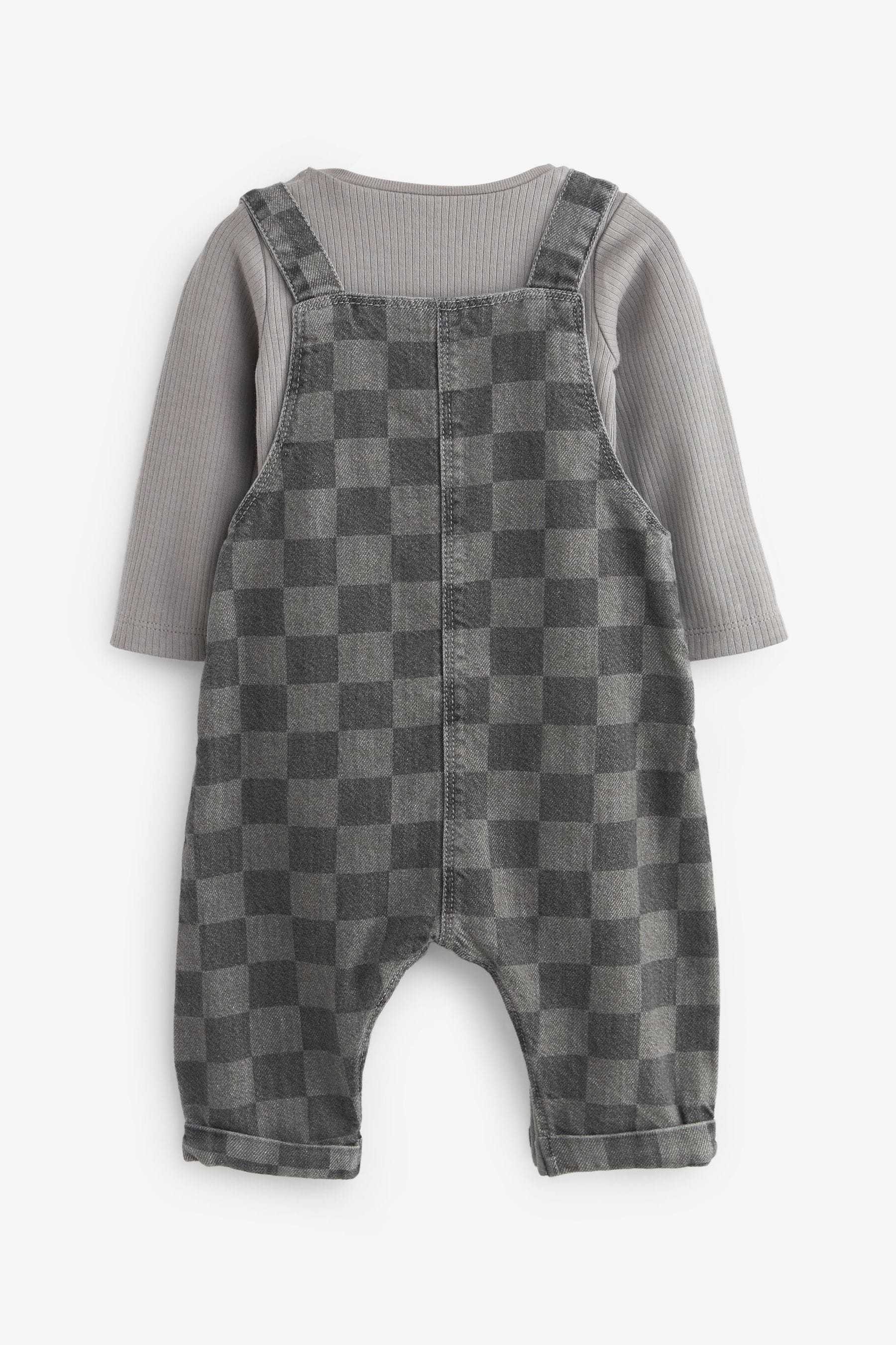 Monochrome Check Baby Denim Dungarees And Bodysuit Set (0mths-2yrs)