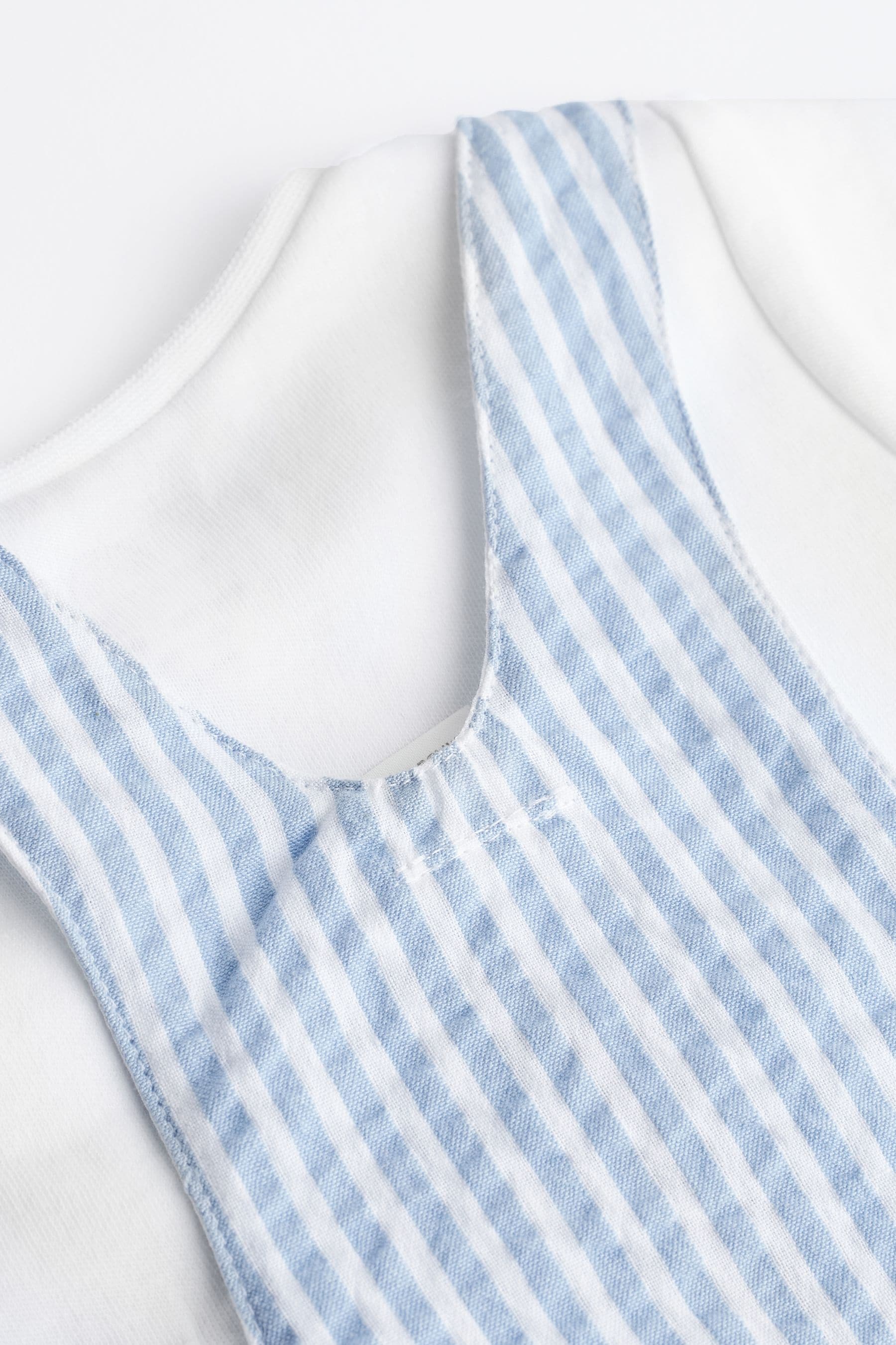 Blue/White Stripe Baby Woven Dungarees and Bodysuit Set (0mths-2yrs)