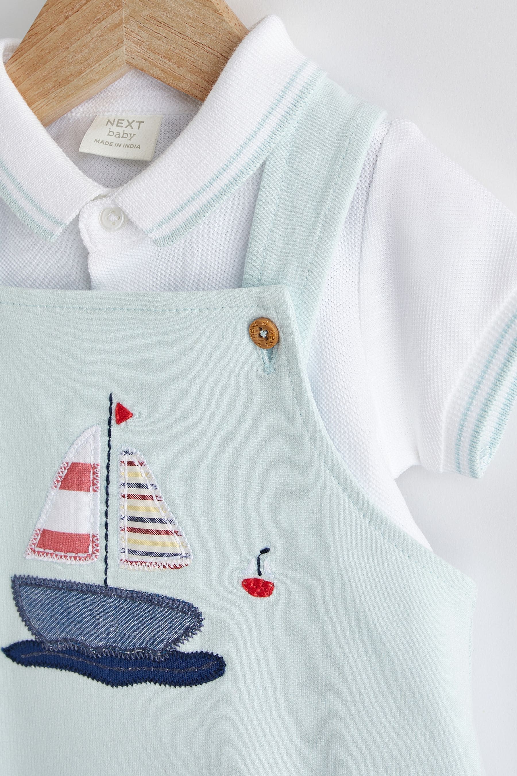 Blue Boat Baby Jersey Dungarees and Bodysuit Set (0mths-2yrs)