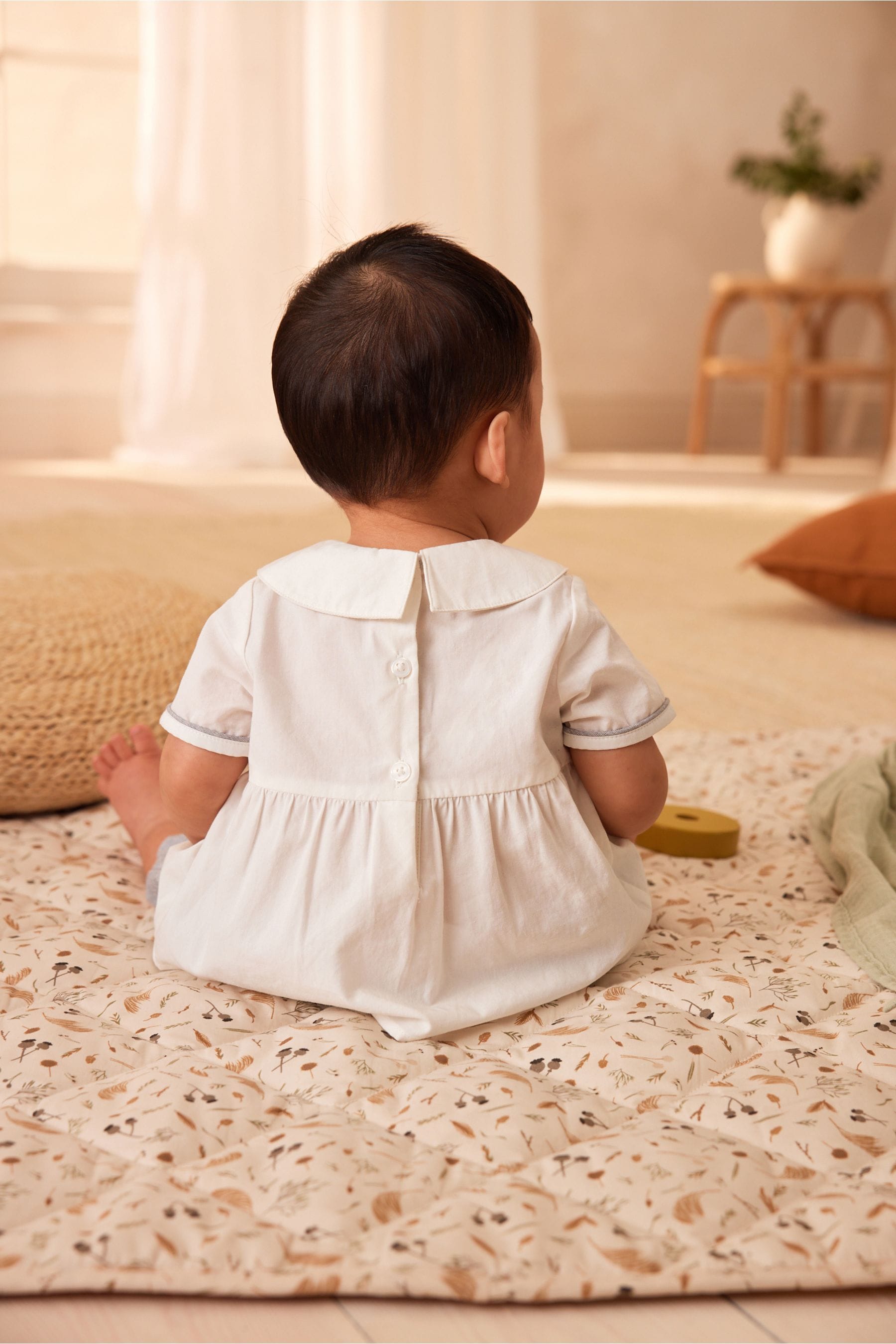 Grey/White Baby Woven Smart Top and Shorts Set (0mths-2yrs)