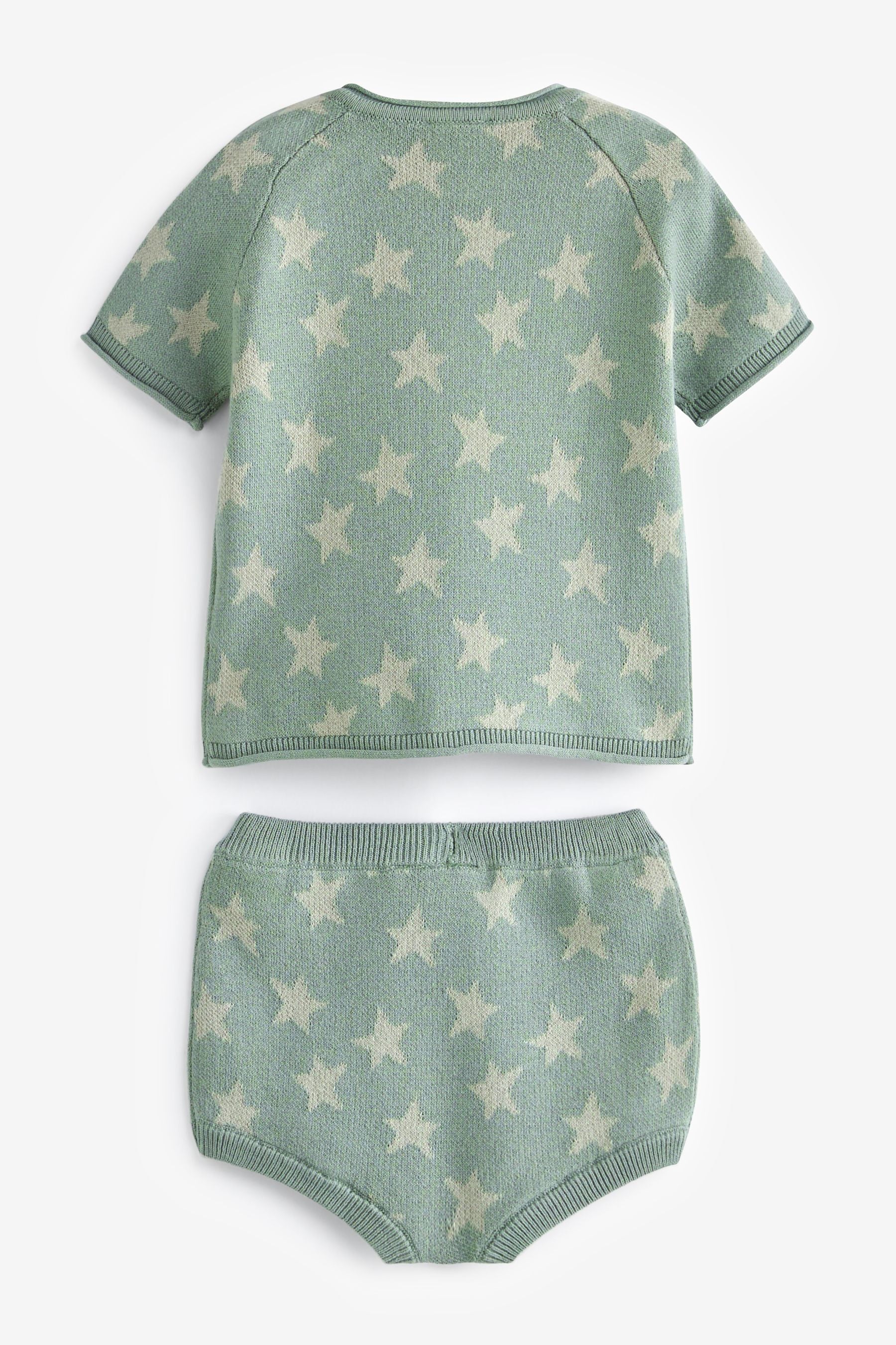 Sage Green Knitted Baby Top and Bloomer Short Set (0mths-2yrs)