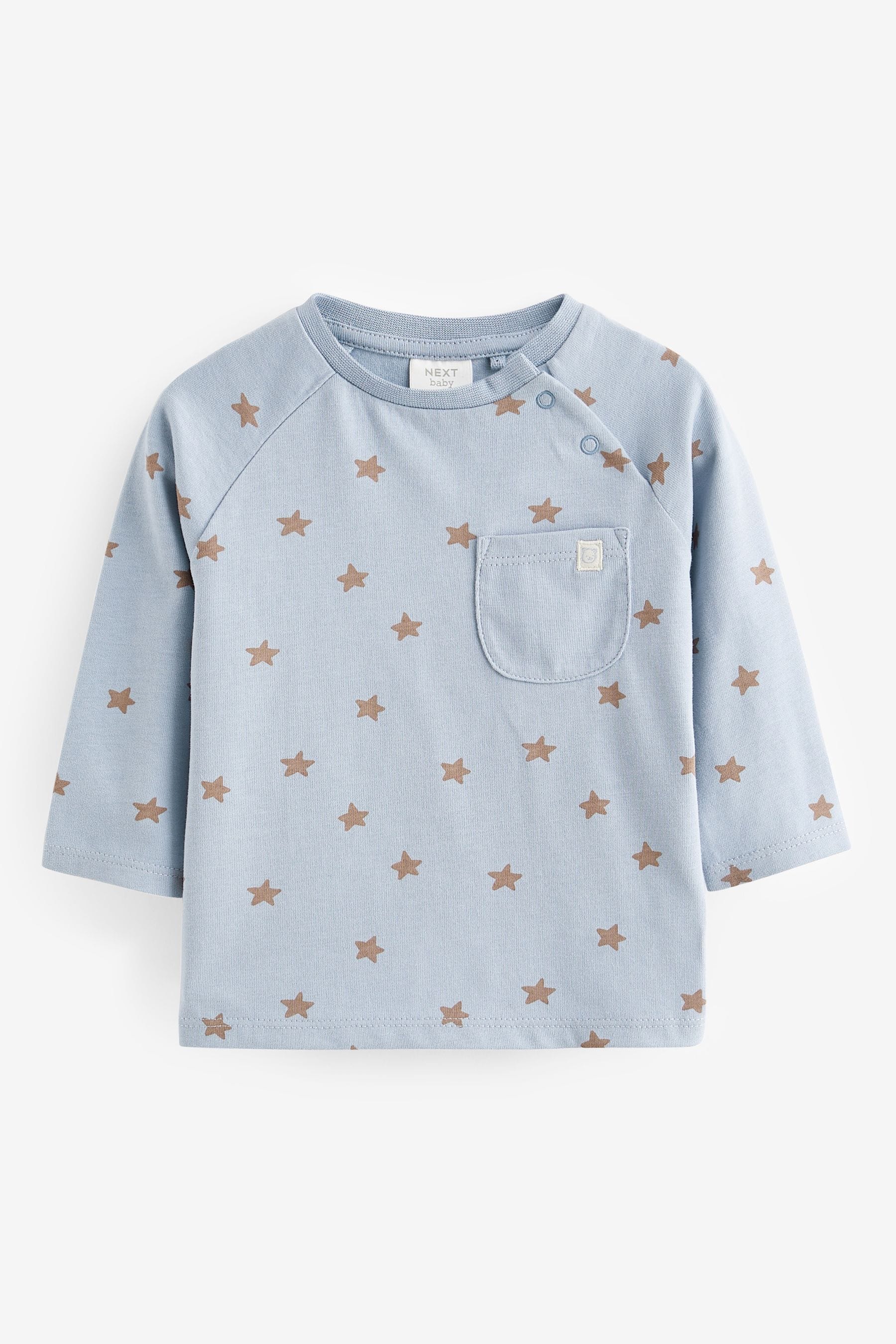 Blue/Brown Long Sleeve Baby T-Shirts 4 Pack