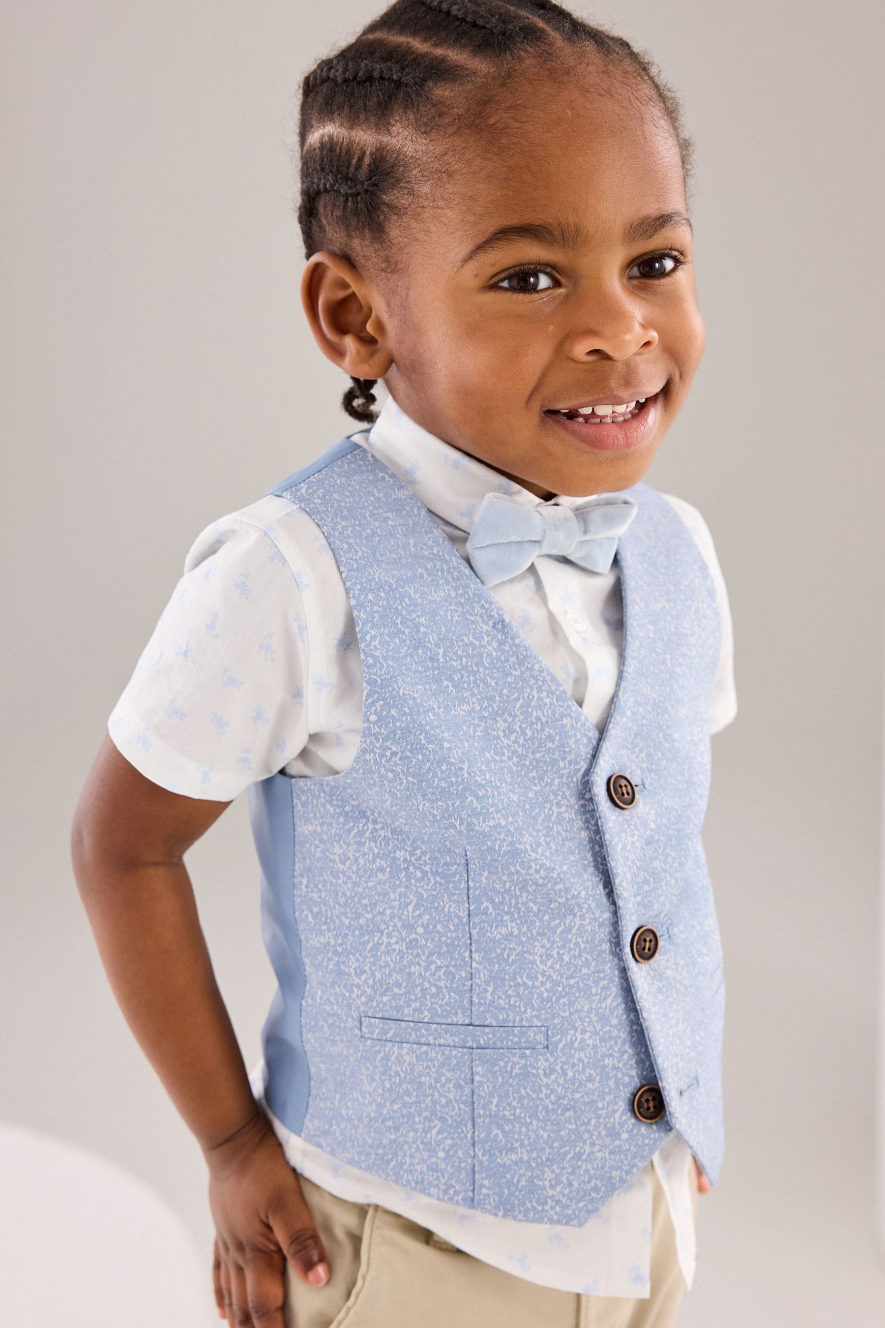 Blue Waistcoat, Shirt and Bowtie Set (3mths-9yrs)