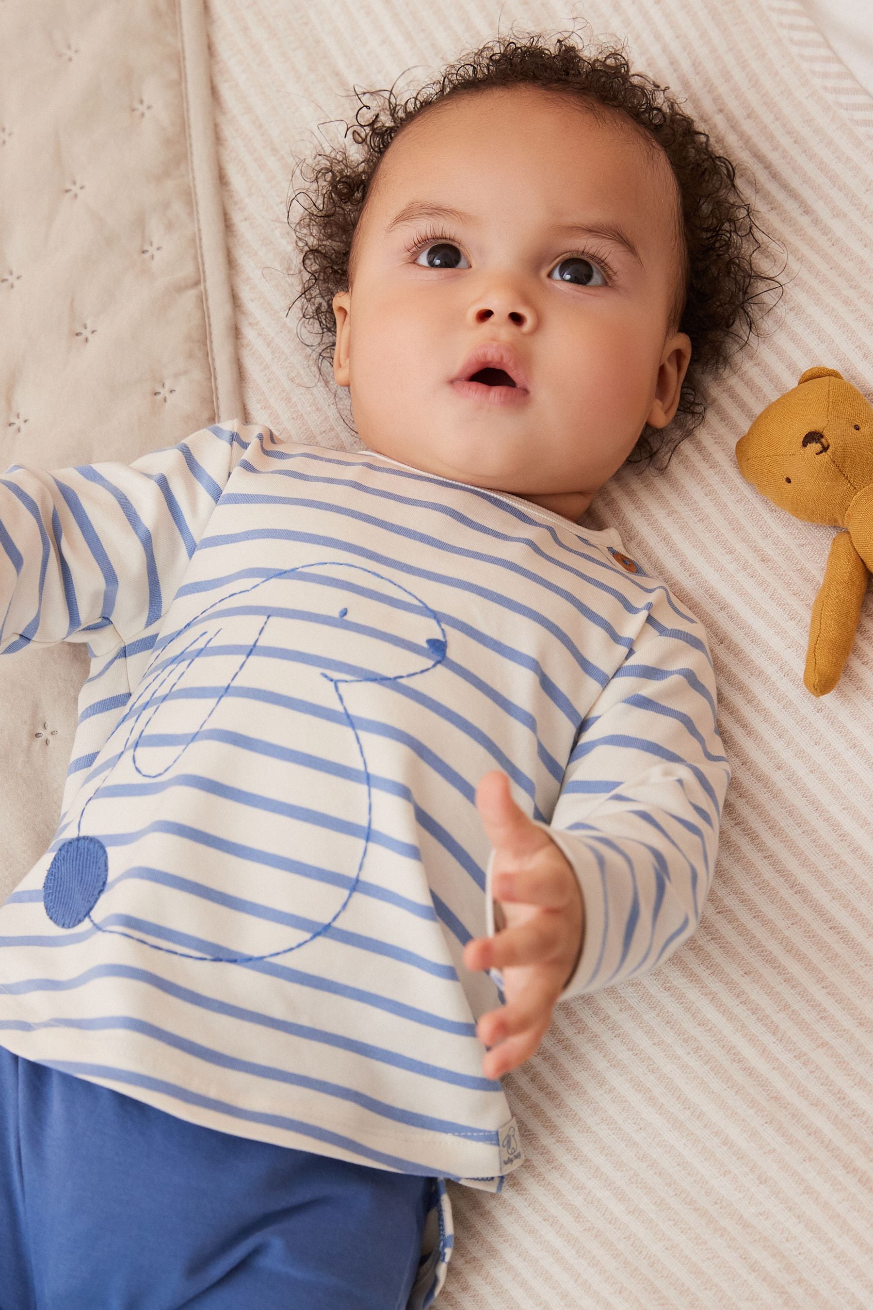 Blue/White Bunny Baby Top and Leggings 2 Piece Set