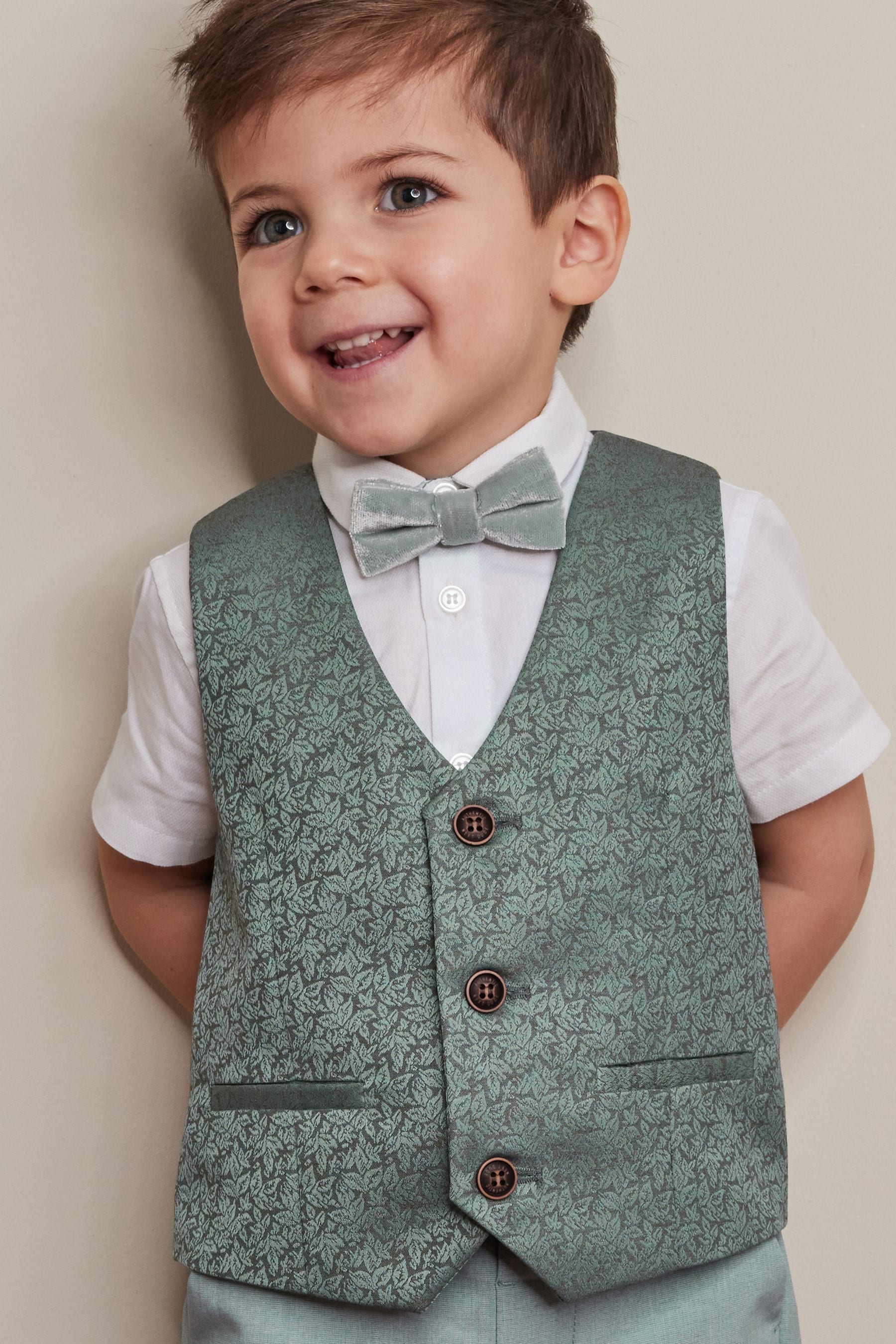 Mint Green Waistcoat, Shirt, Short & Bow Tie Set (3mths-9yrs)