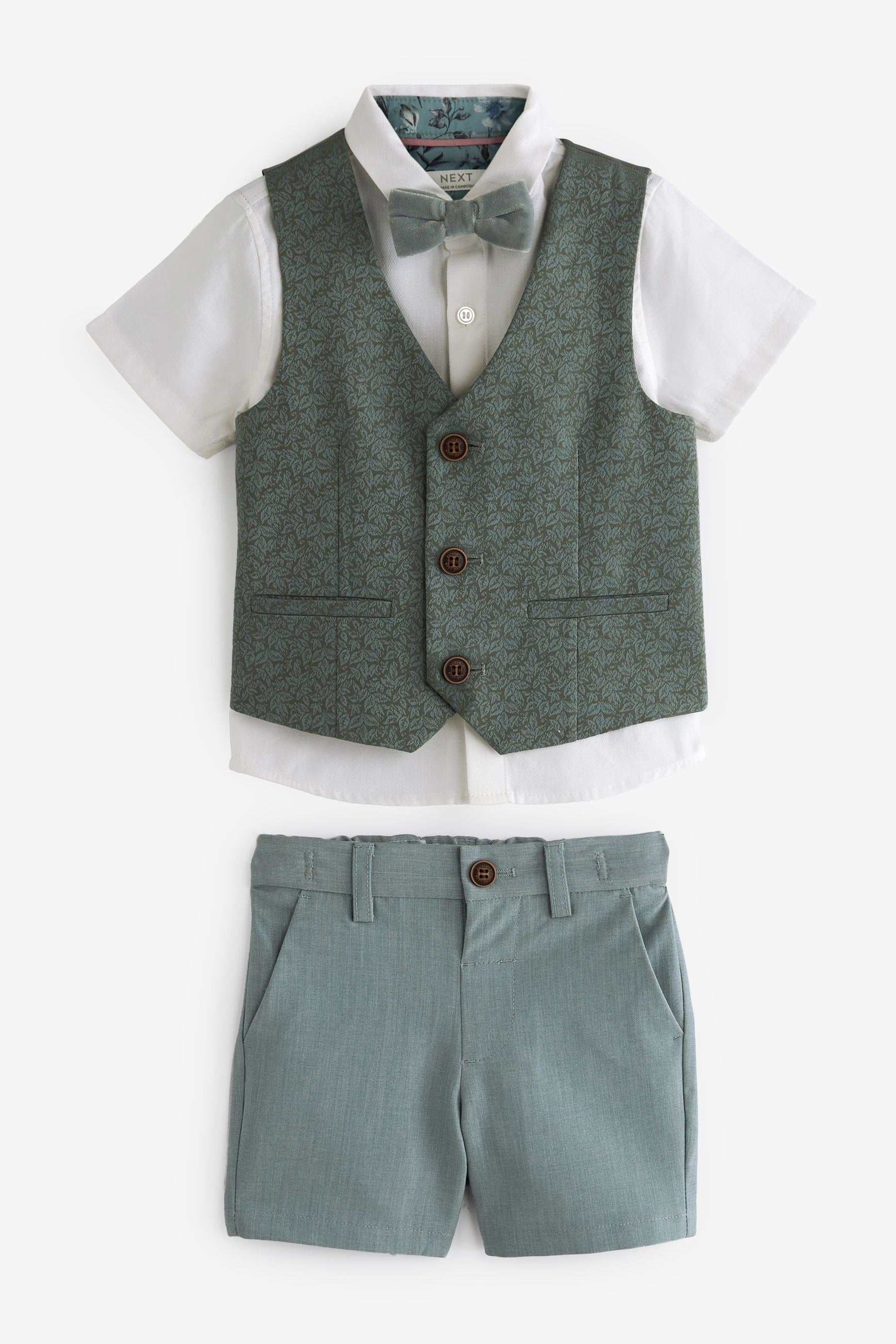 Mint Green Waistcoat, Shirt, Short & Bow Tie Set (3mths-9yrs)