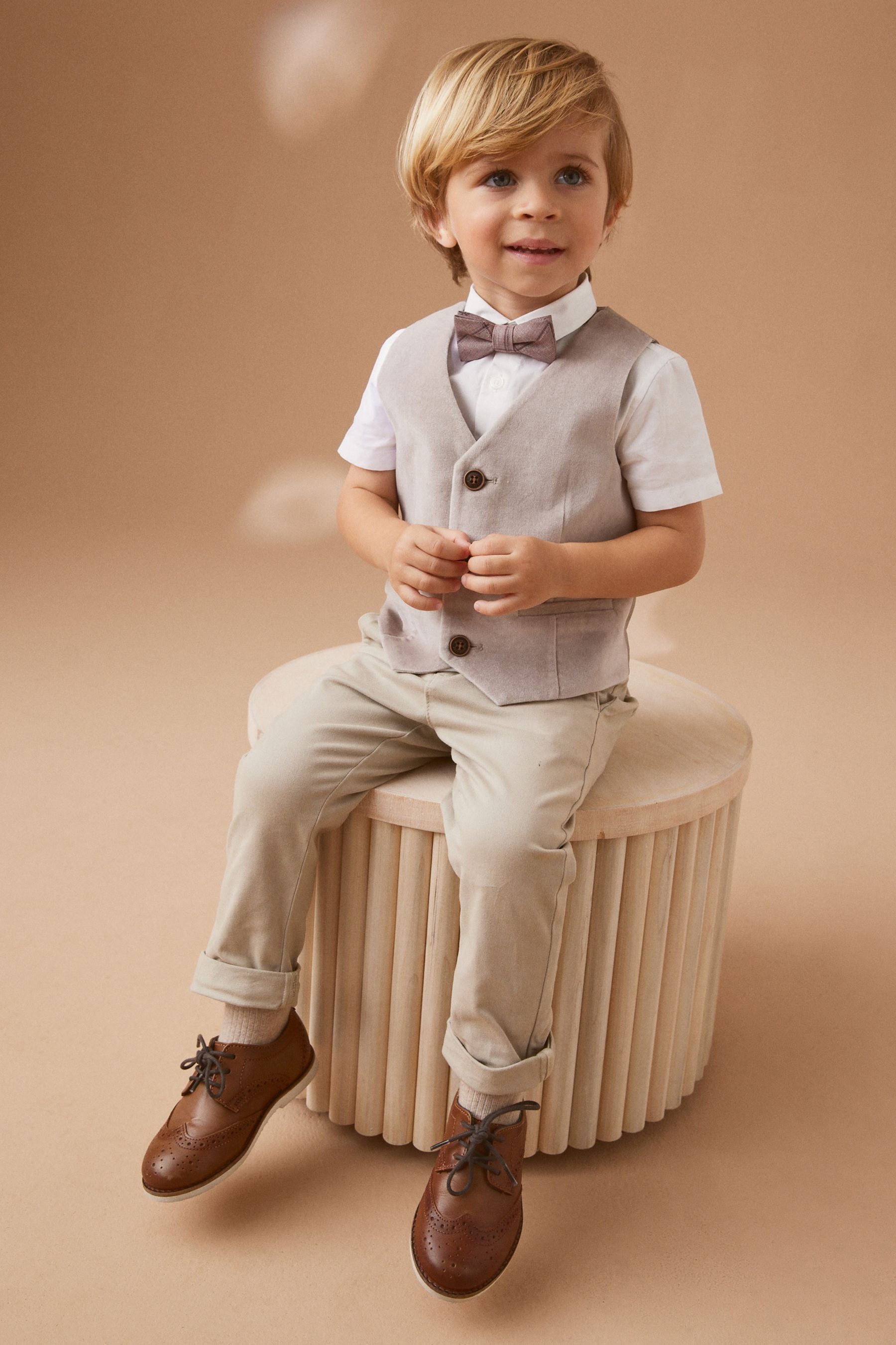 Neutral Waistcoat, Shirt and Bowtie Set (3mths-9yrs)