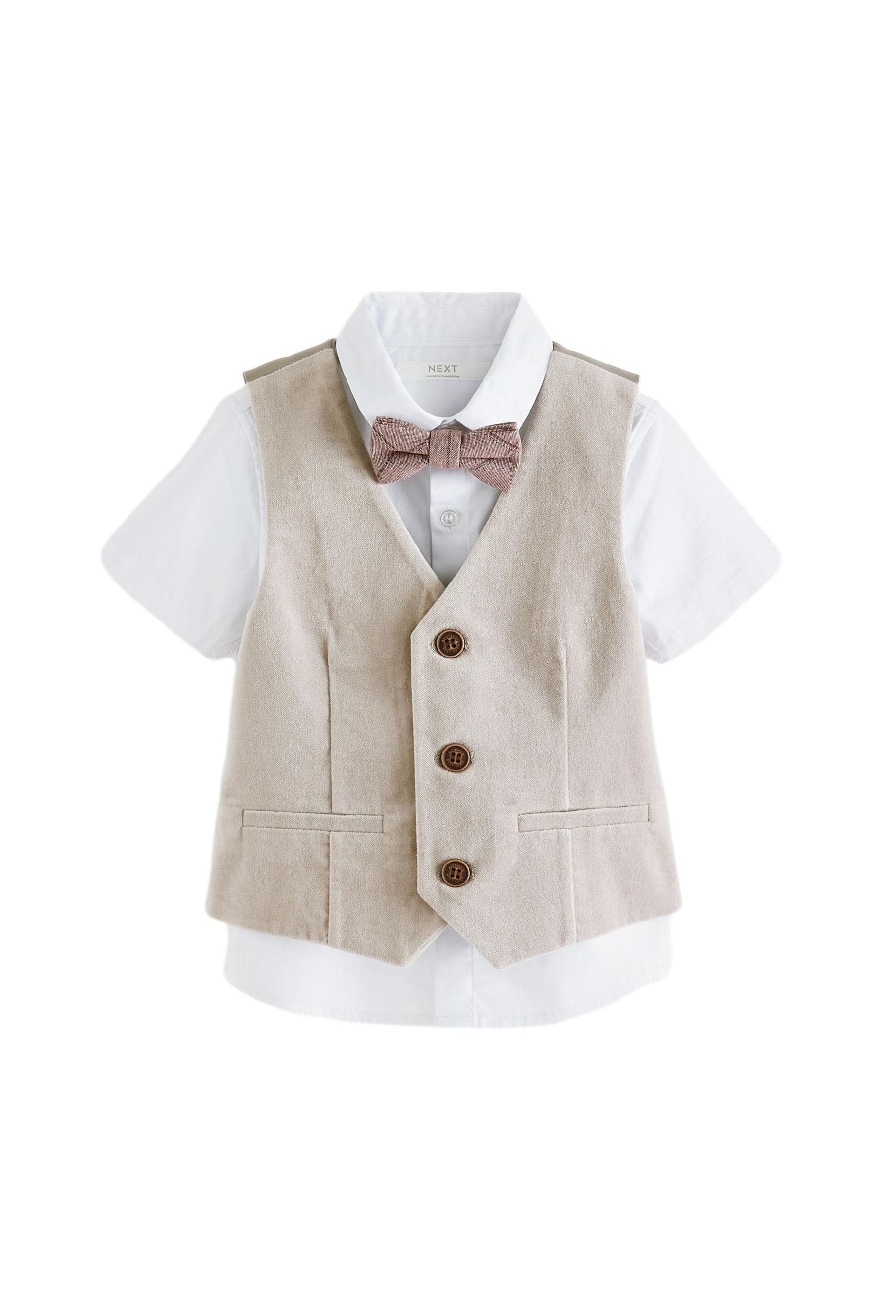 Neutral Waistcoat, Shirt and Bowtie Set (3mths-9yrs)