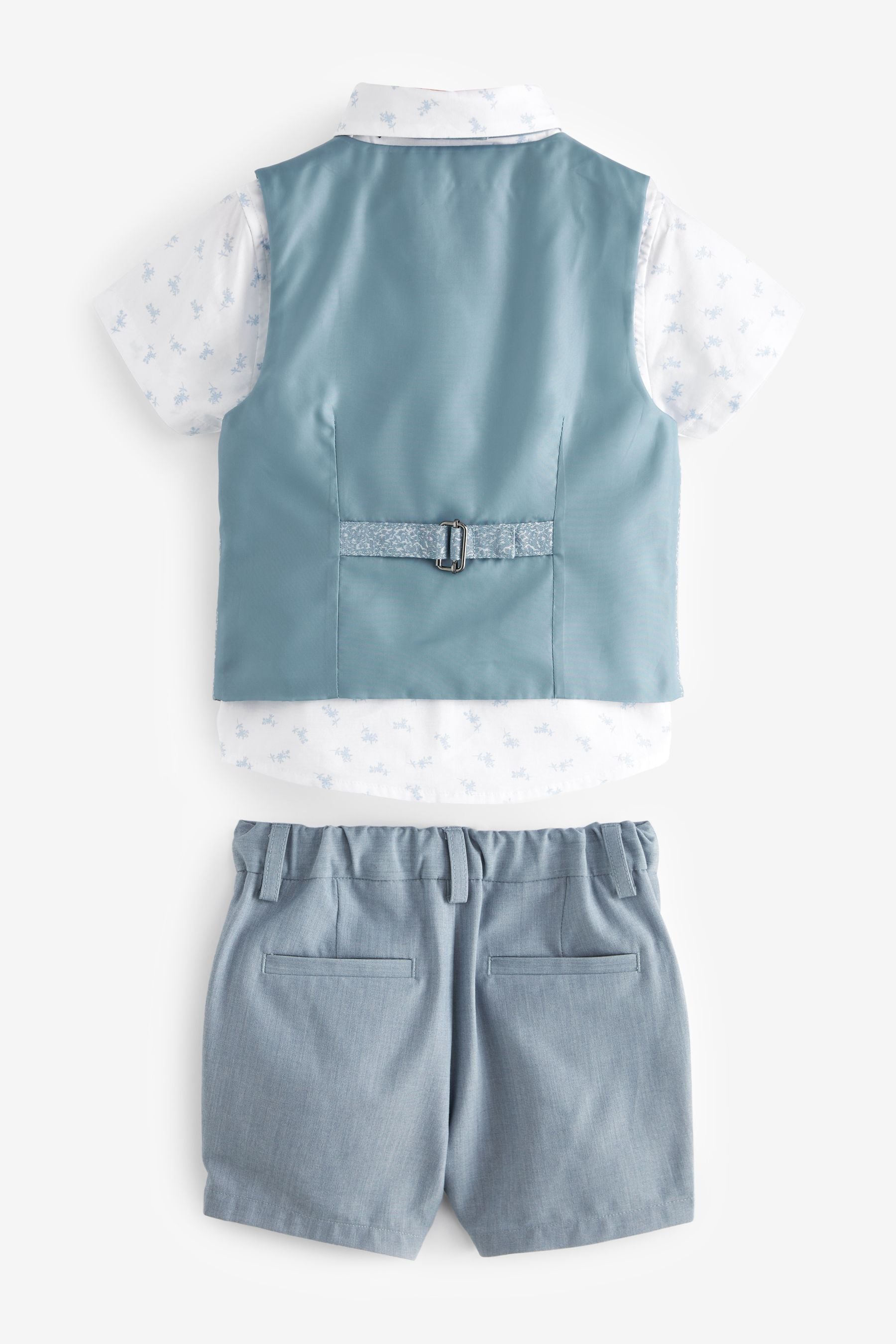 Blue Opulent Waistcoat, Shirt, Short & Bow Tie Set (3mths-9yrs)