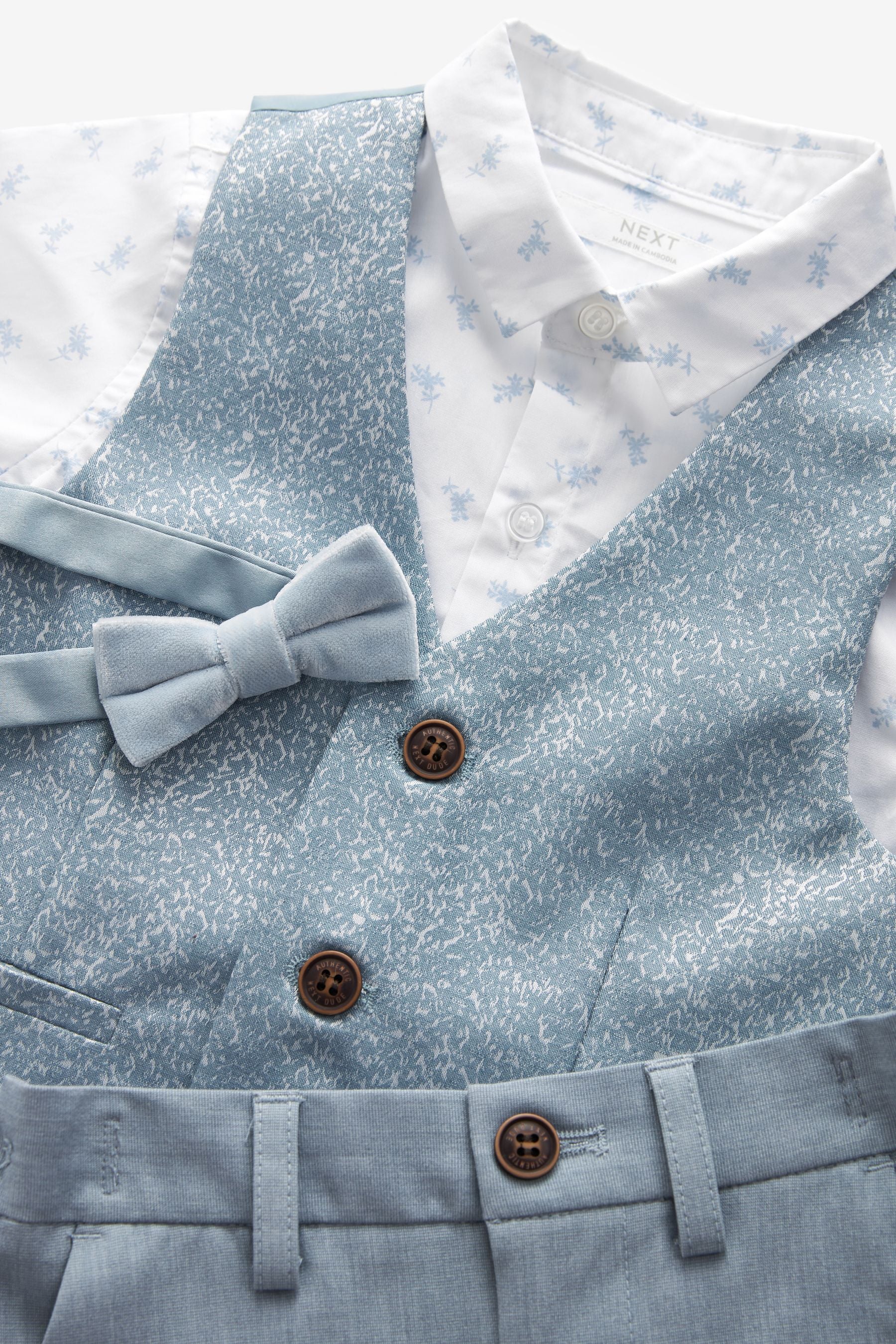 Blue Opulent Waistcoat, Shirt, Short & Bow Tie Set (3mths-9yrs)