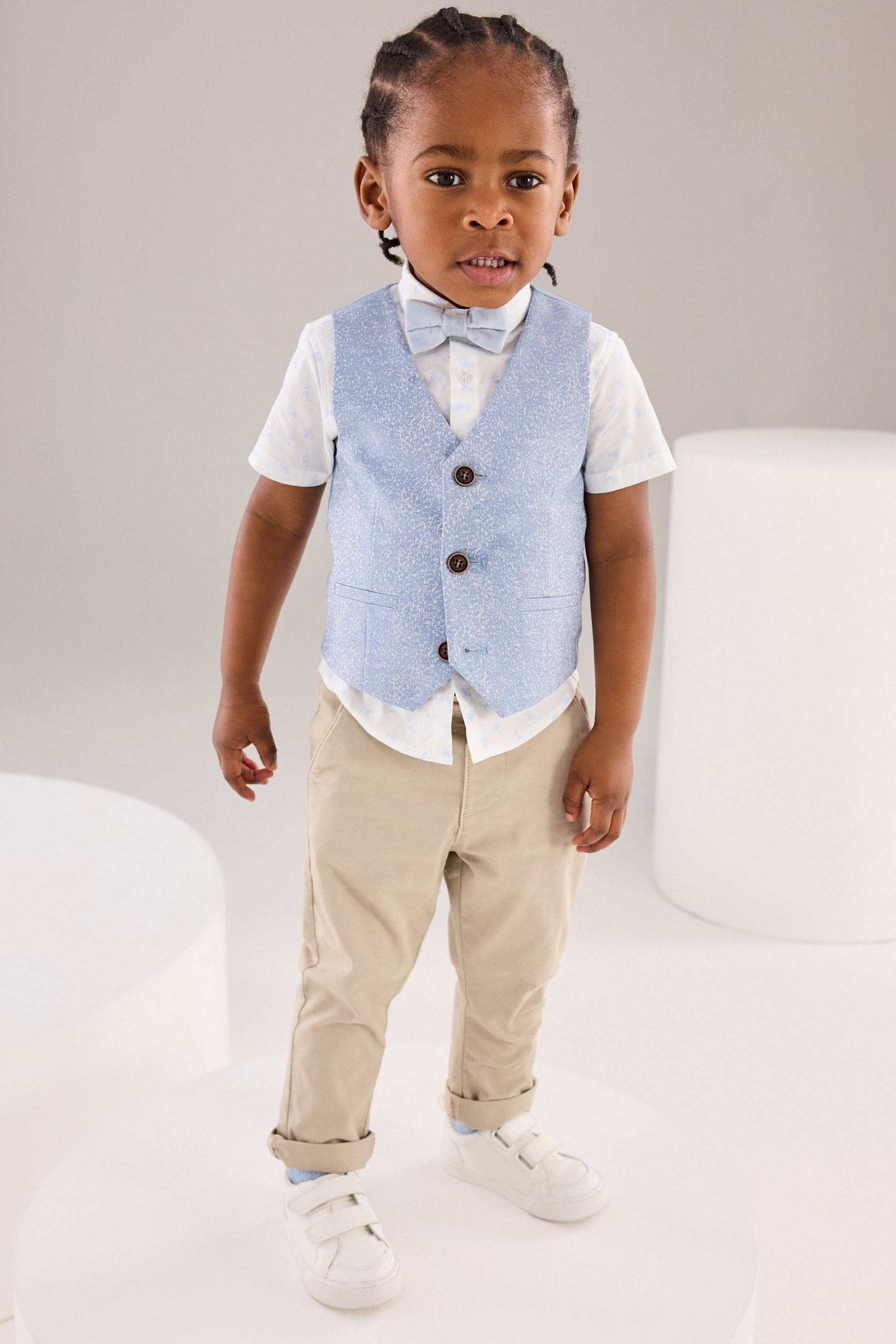 Blue Waistcoat, Shirt and Bowtie Set (3mths-9yrs)