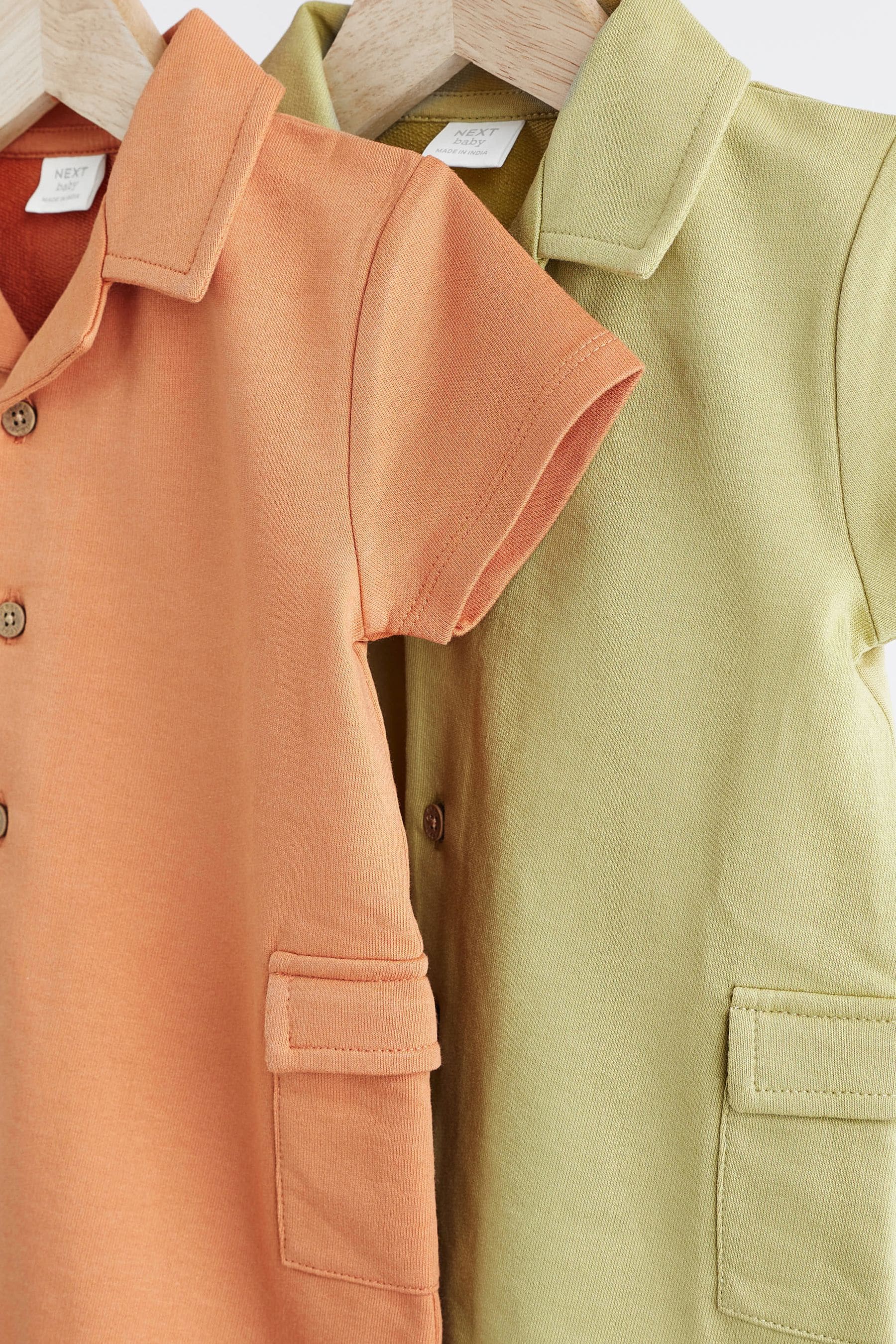 Green/Orange Collar Jersey Rompers 2 Pack