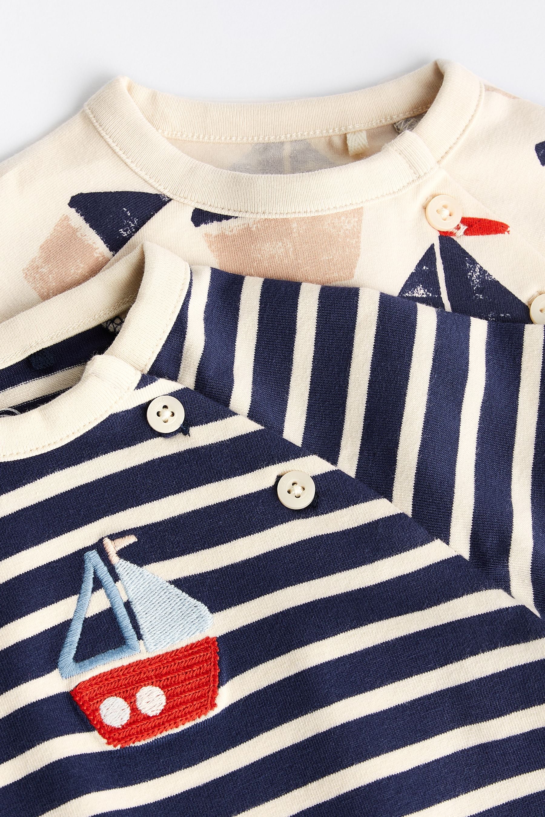 Blue/Red Boat Jersey Baby Rompers 2 Pack