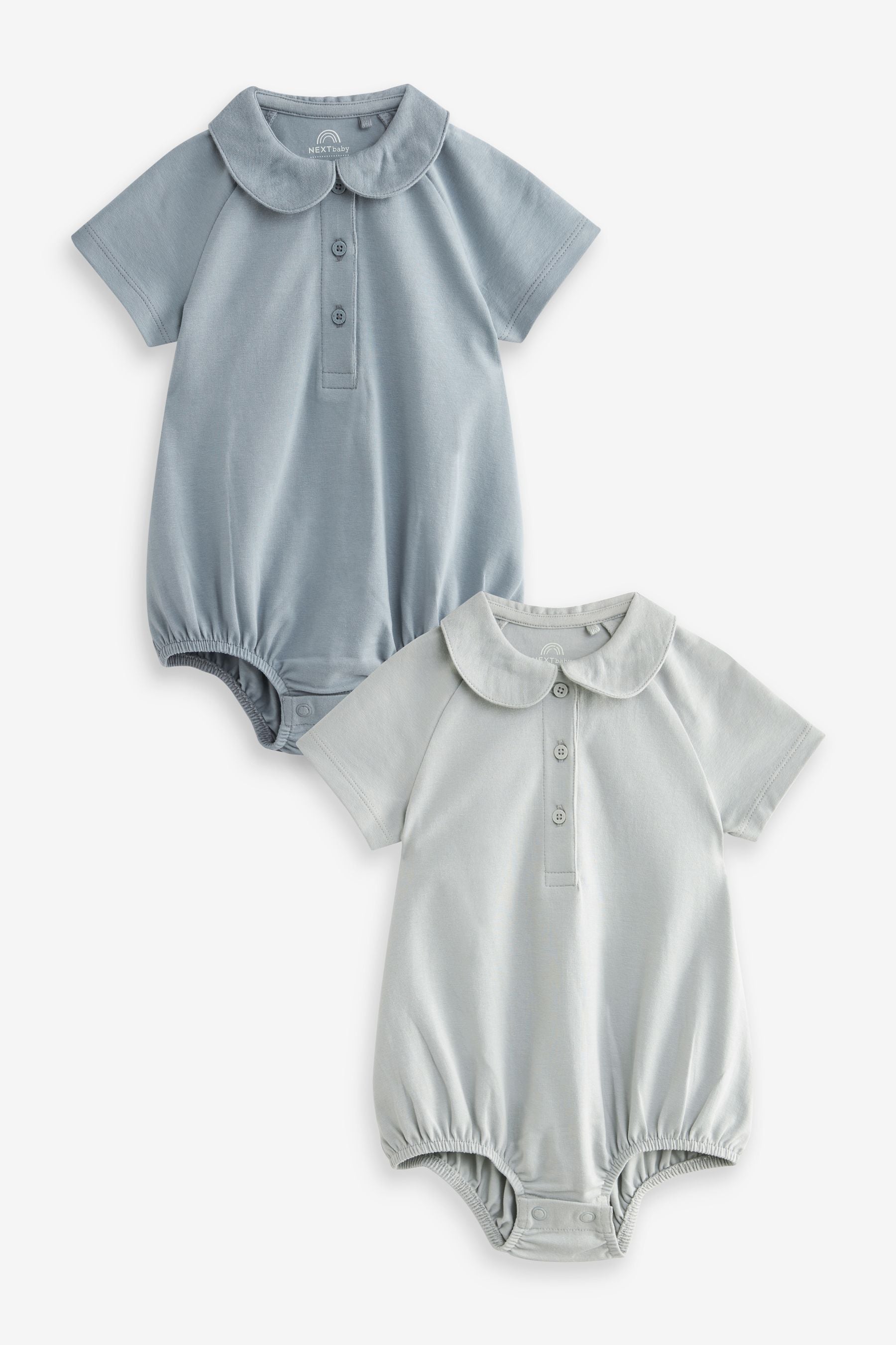 Blue Baby Collar Jersey Rompers 2 Pack