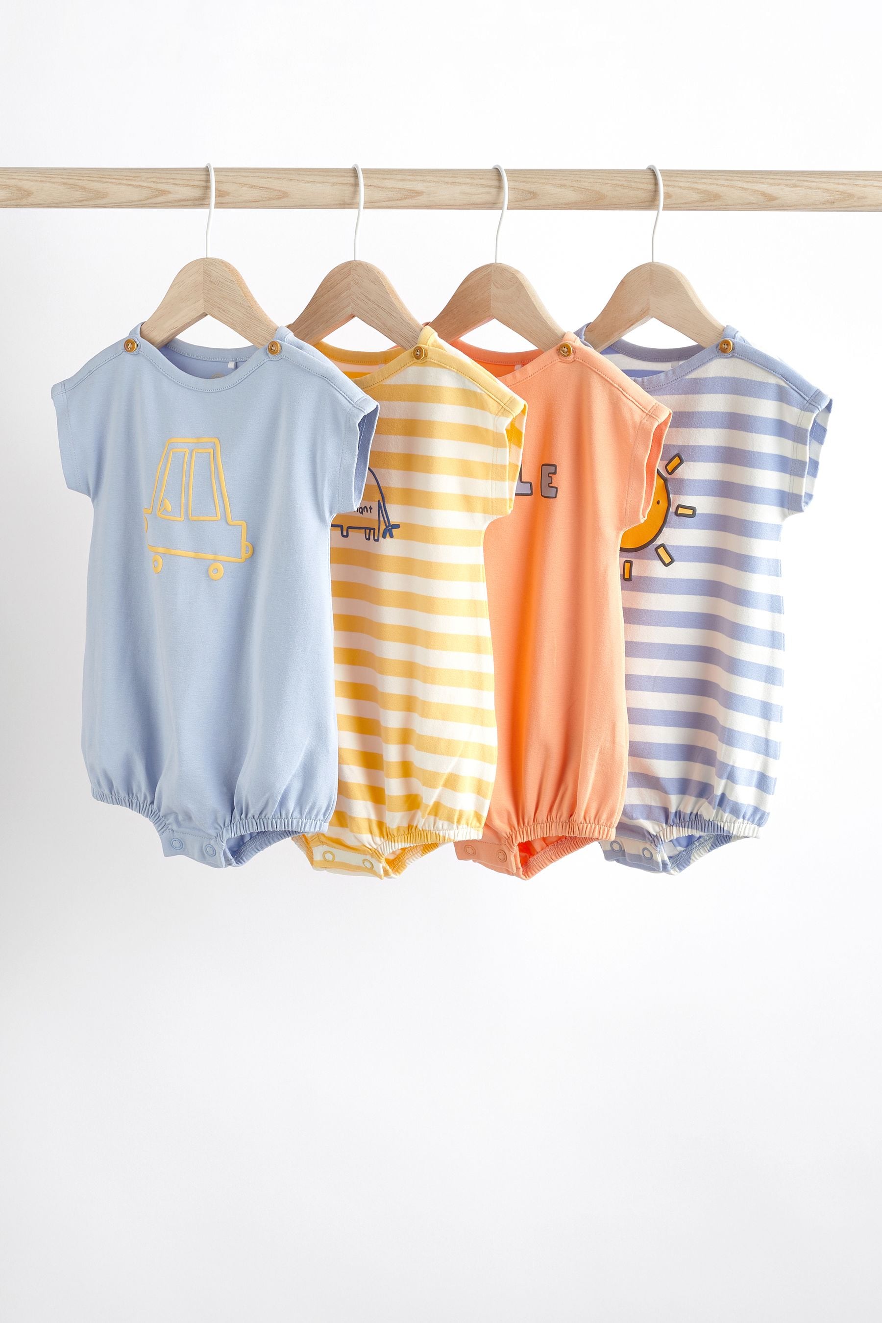 Pale Blue Baby Bloomer Jersey Rompers 4 Pack