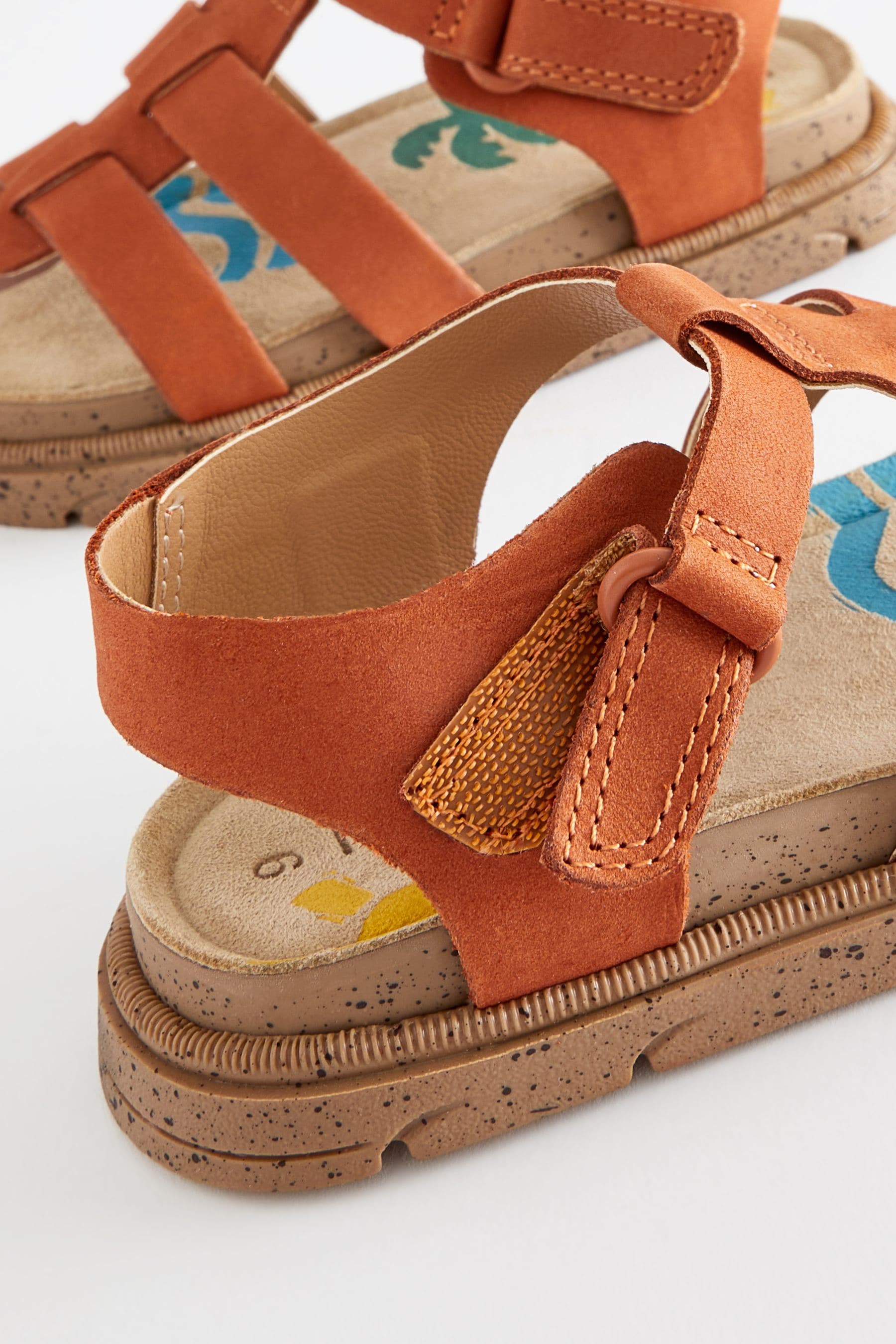 Orange Leather Fisherman Sandals