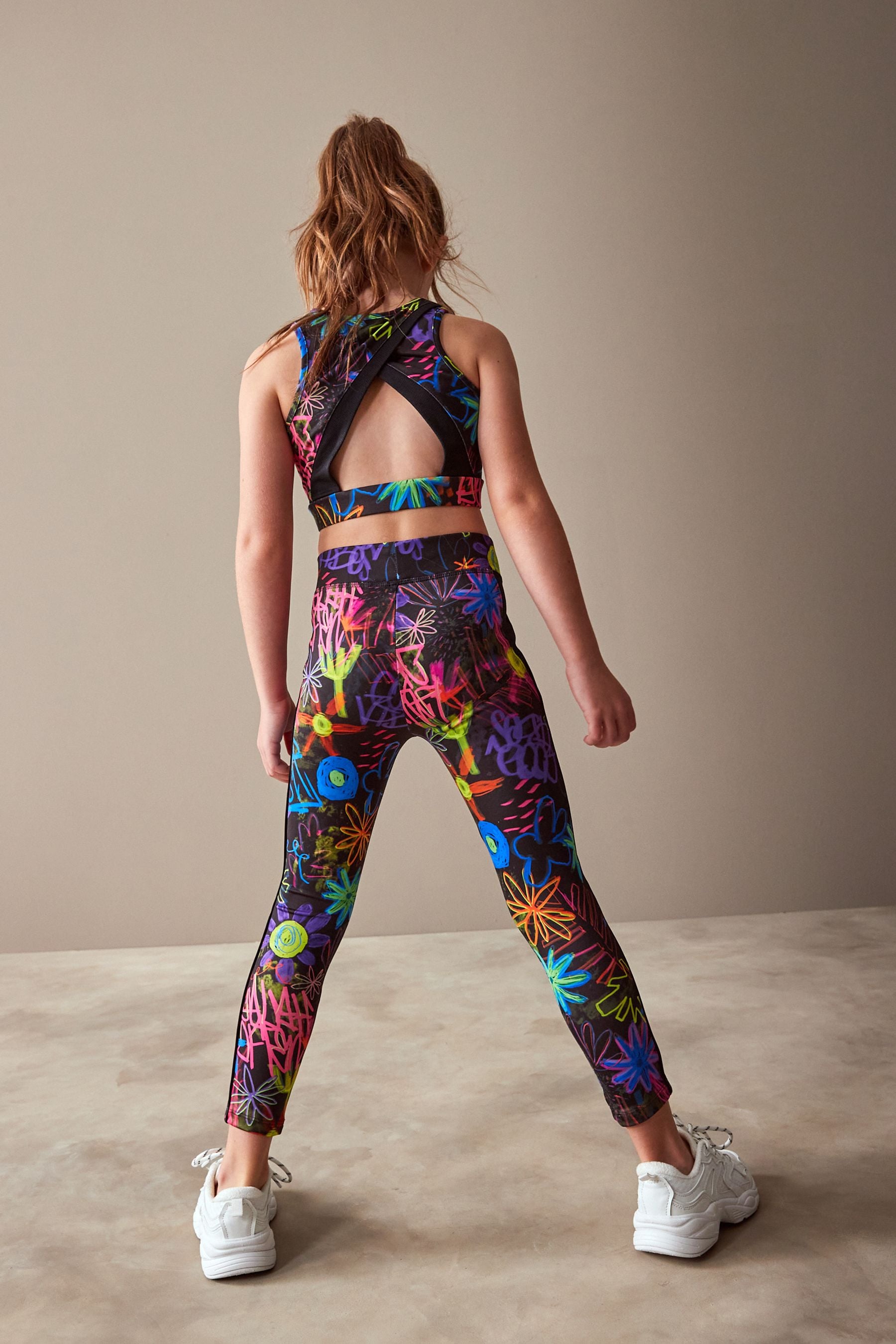 Black Graffiti Sports Leggings (3-16yrs)