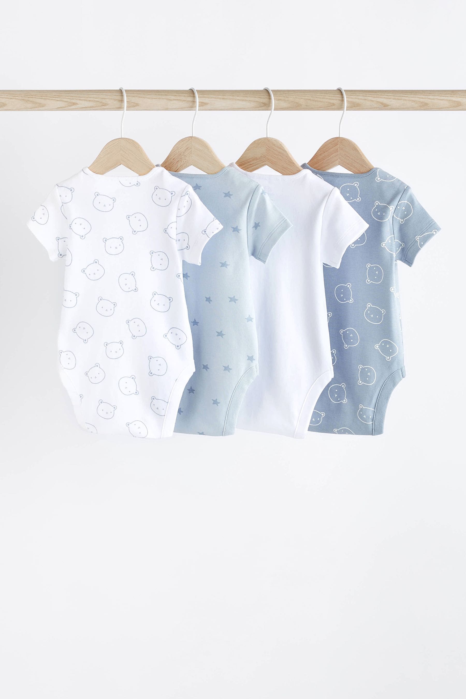 Blue Bear Baby Short Sleeve Bodysuit 4 Pack